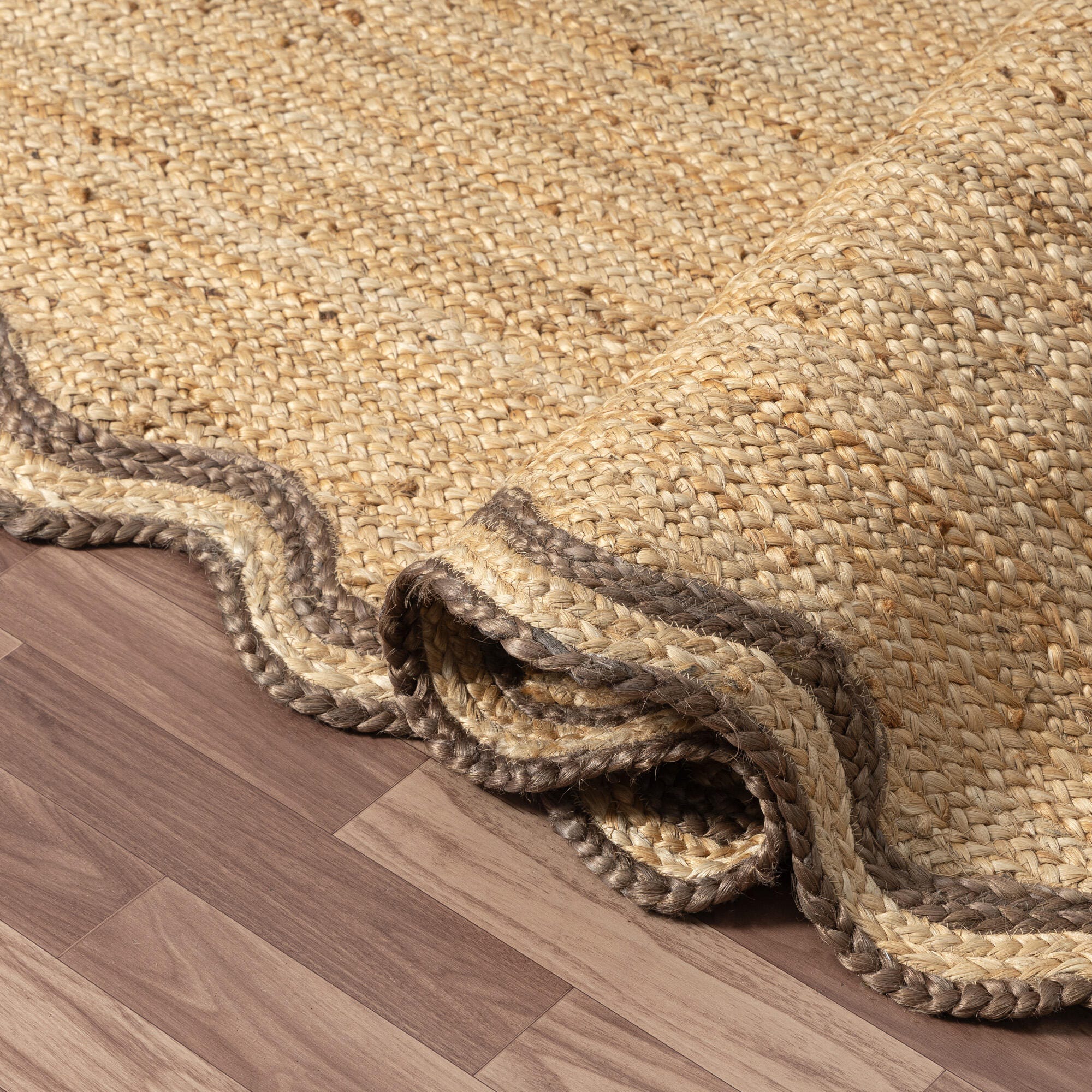 LR Home Hand Braided 2'6" x 7'9" Area Rug, Natural/Partridge, large