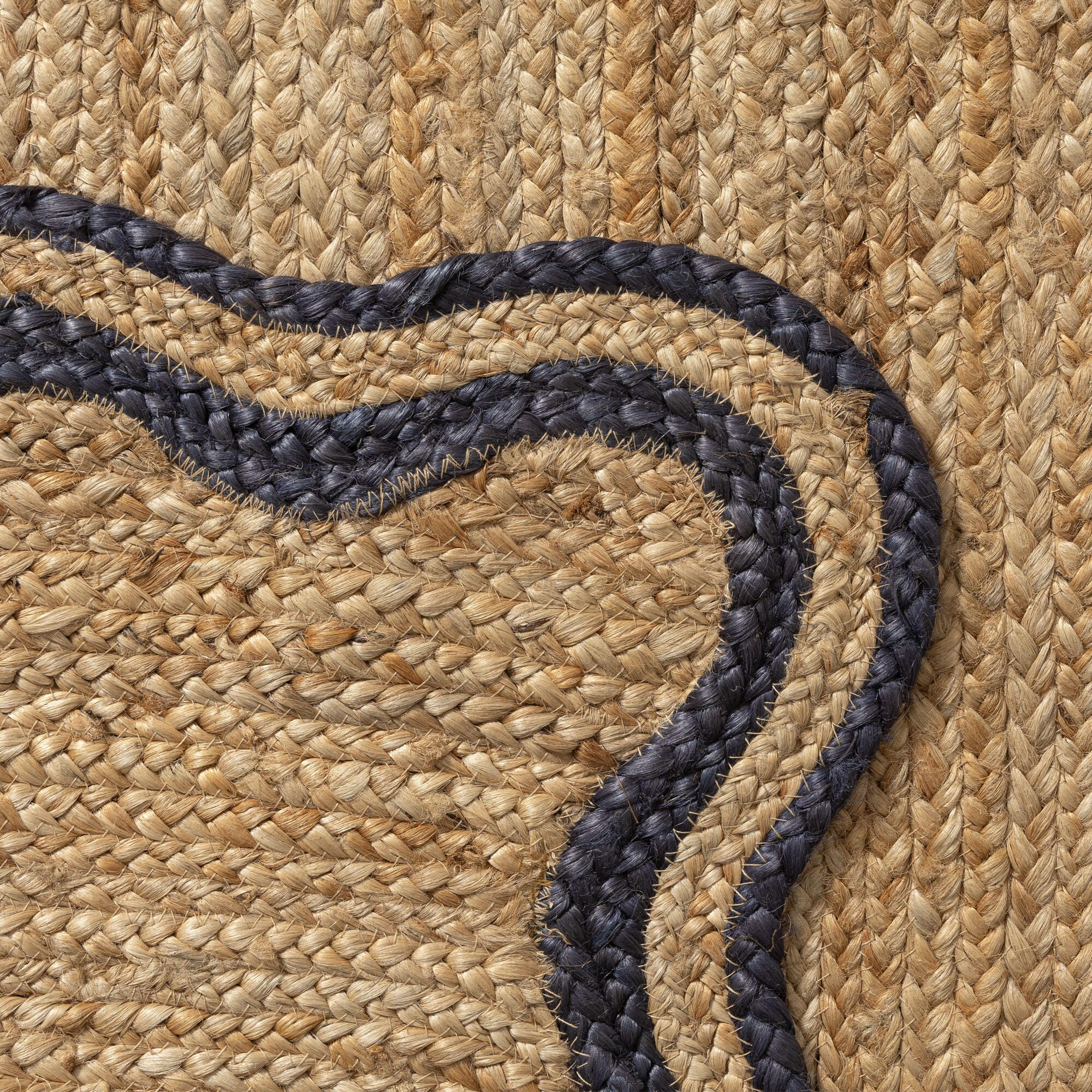 LR Home Hand Braided 7'9" x 9'9" Area Rug, Natural/Midnight Navy, large