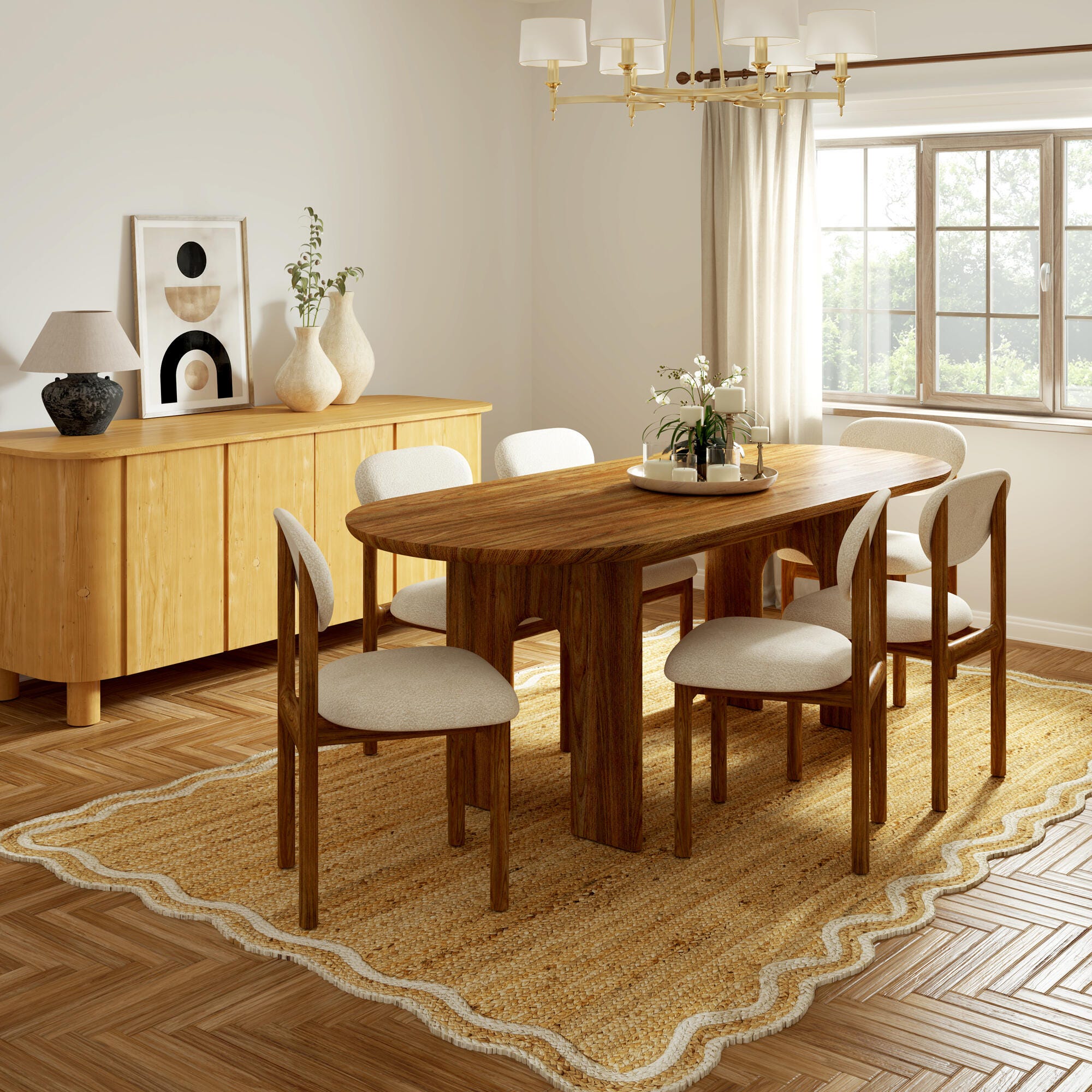 LR Home Hand Braided 5' x 7'9" Area Rug, Natural/Ivory, rollover