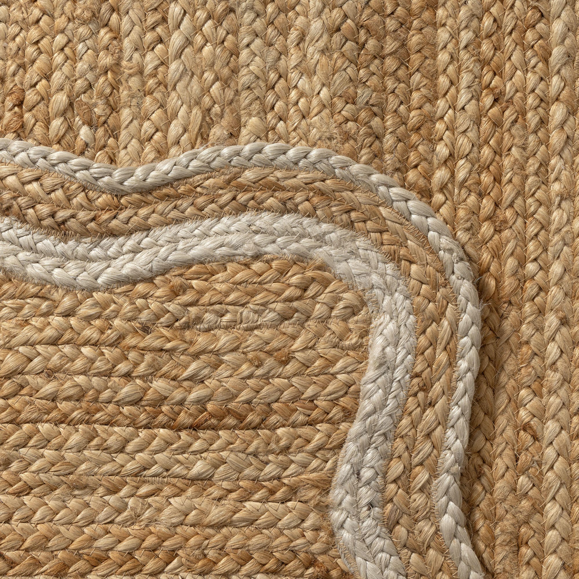 LR Home Hand Braided 5' x 7'9" Area Rug, Natural/Ivory, large