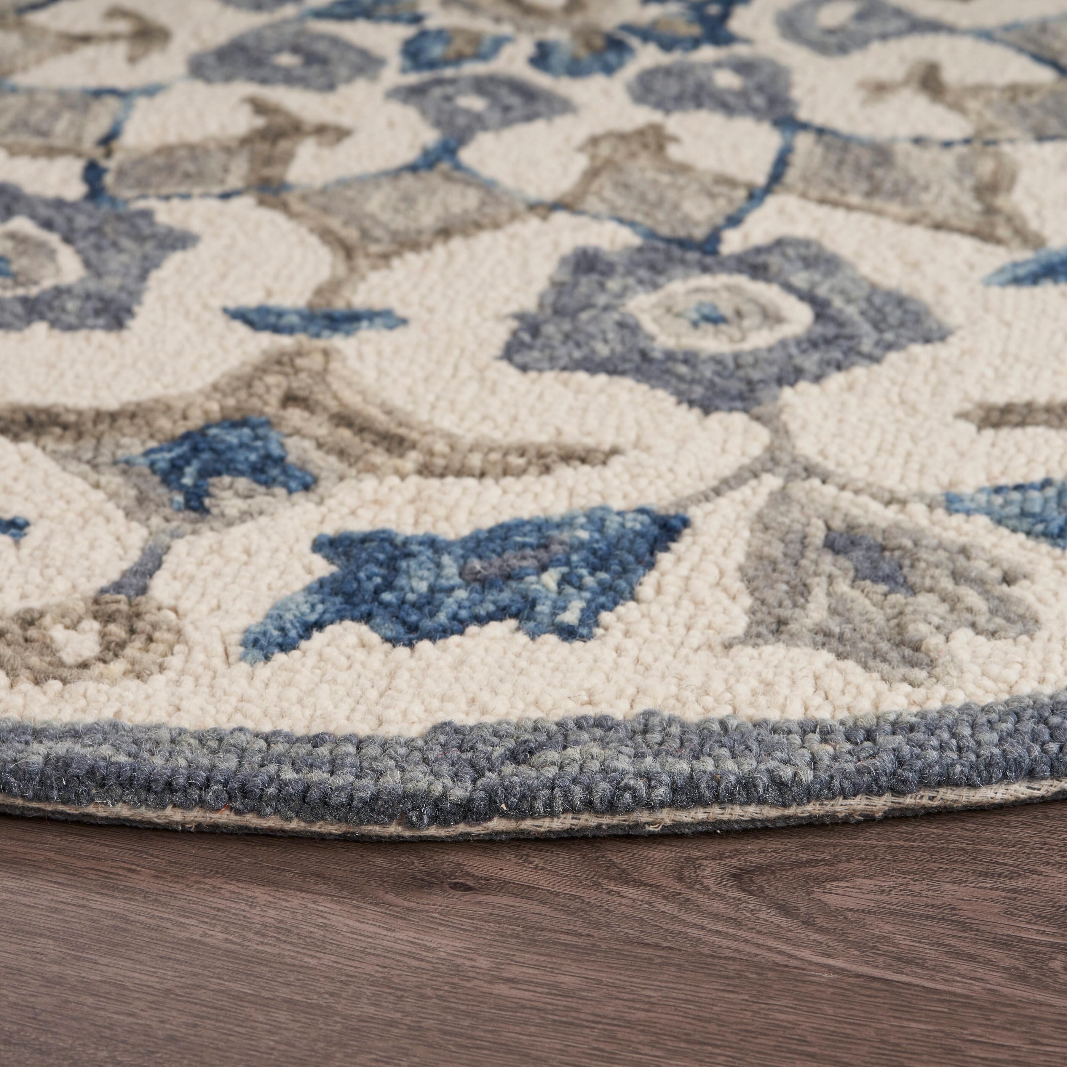 LR Home Jasmine 6' x 6' Area Rug, Ivory, large