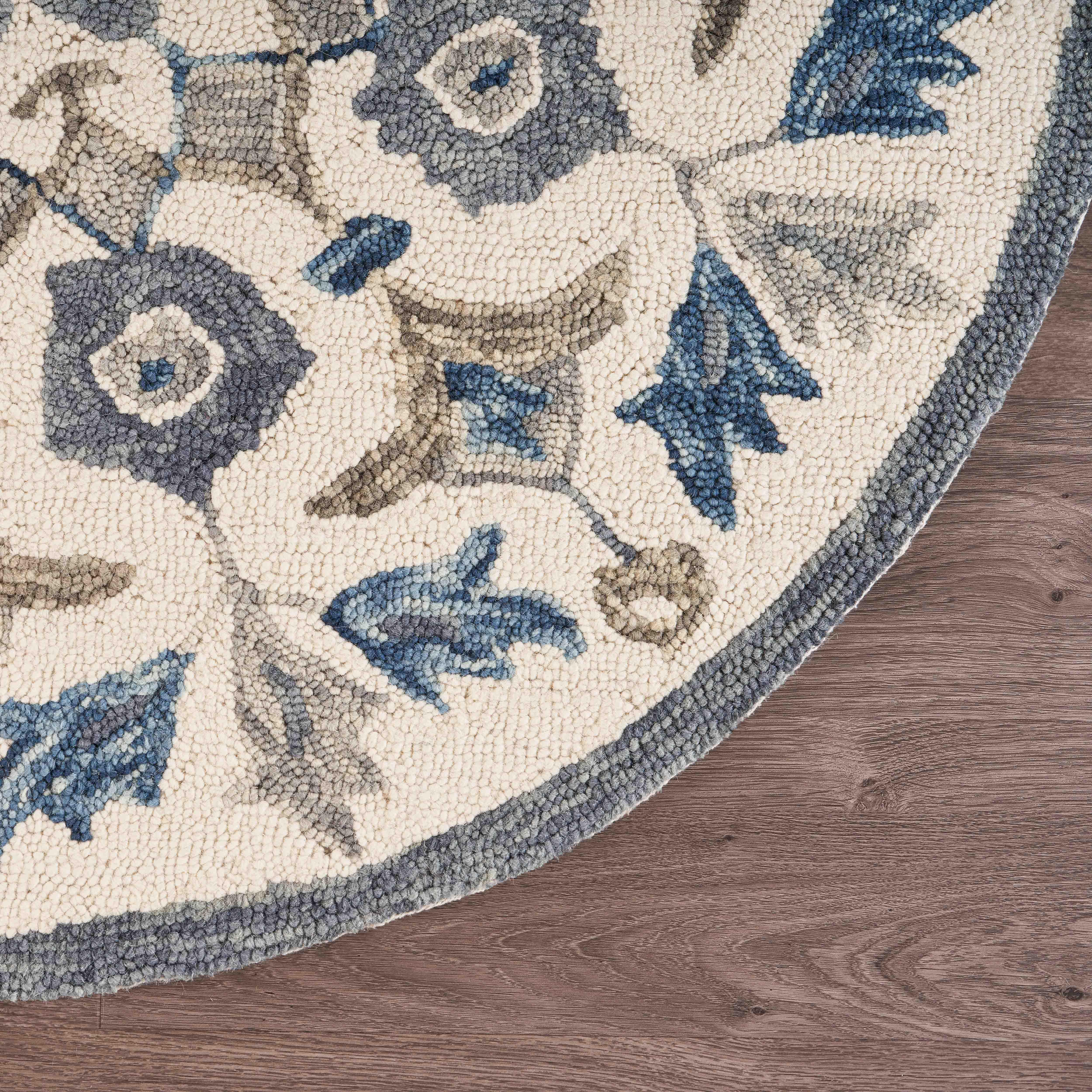 LR Home Jasmine 6' x 6' Area Rug, Ivory, large