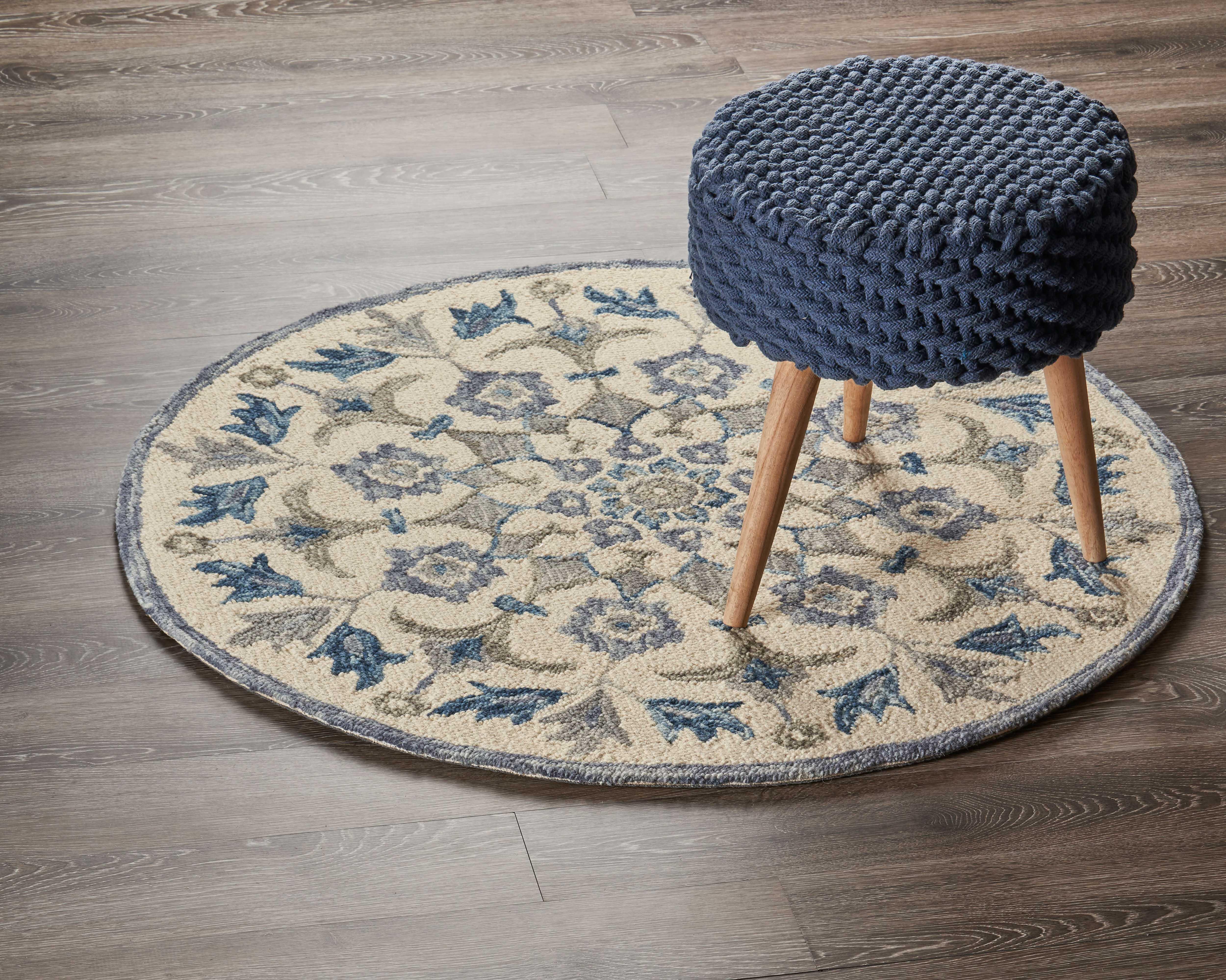 LR Home Jasmine 6' x 6' Area Rug, Ivory, large
