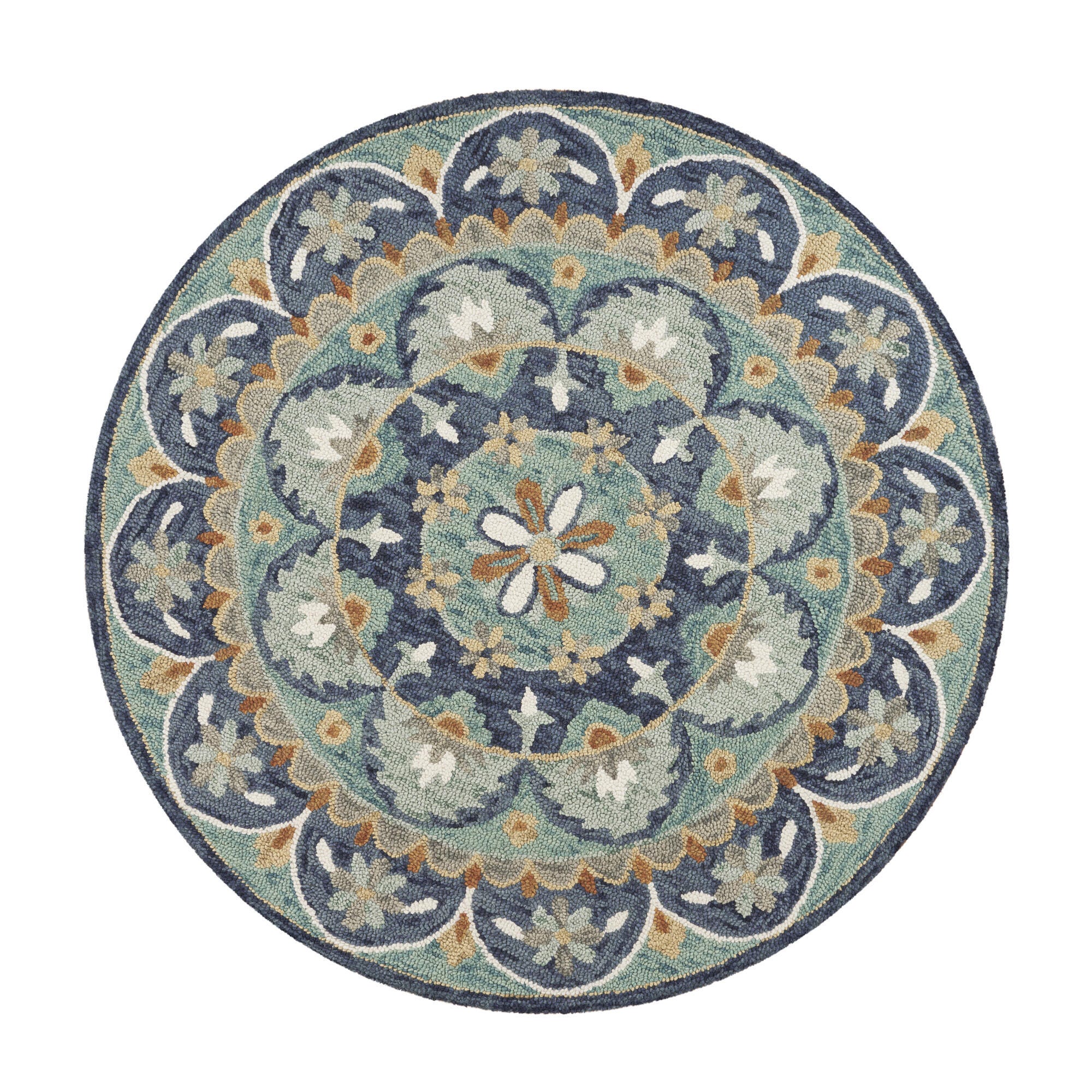 LR Home Orchid 4' x 4' Area Rug, Teal/Blue, large