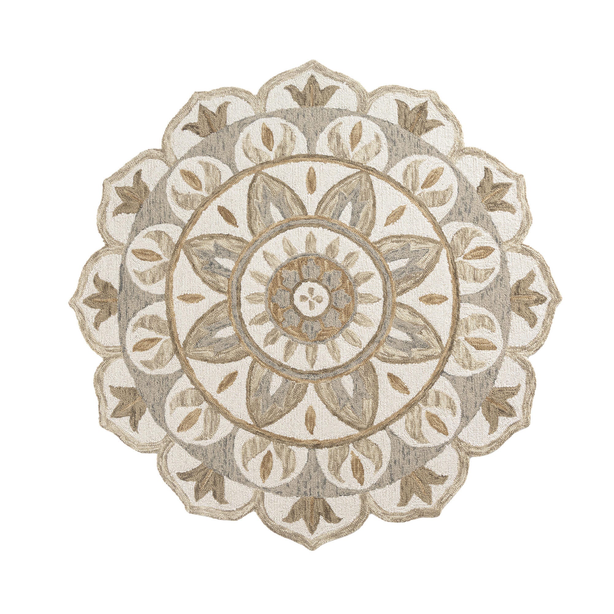 LR Home Medallion 4' x 4' Area Rug, Ivory/Butternut, large