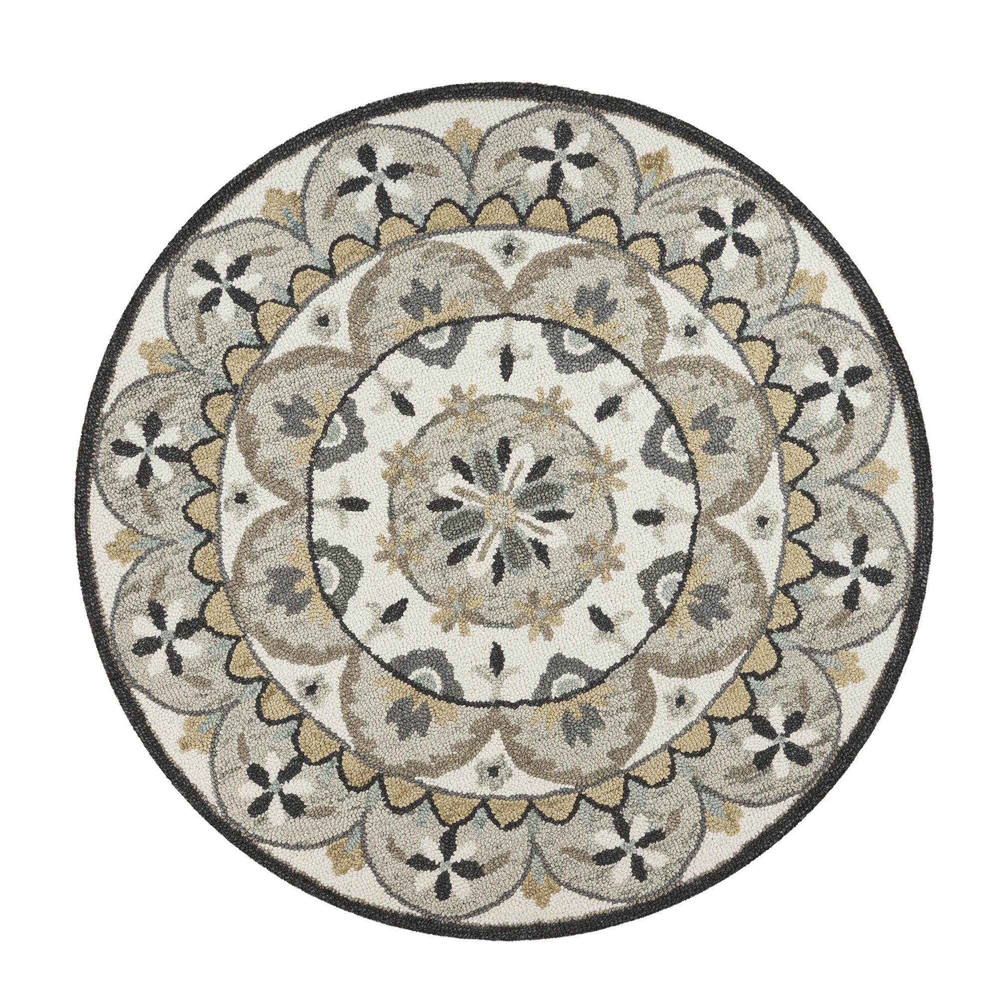 LR Home Orchid 6' x 6' Area Rug, Ivory/Gray, large
