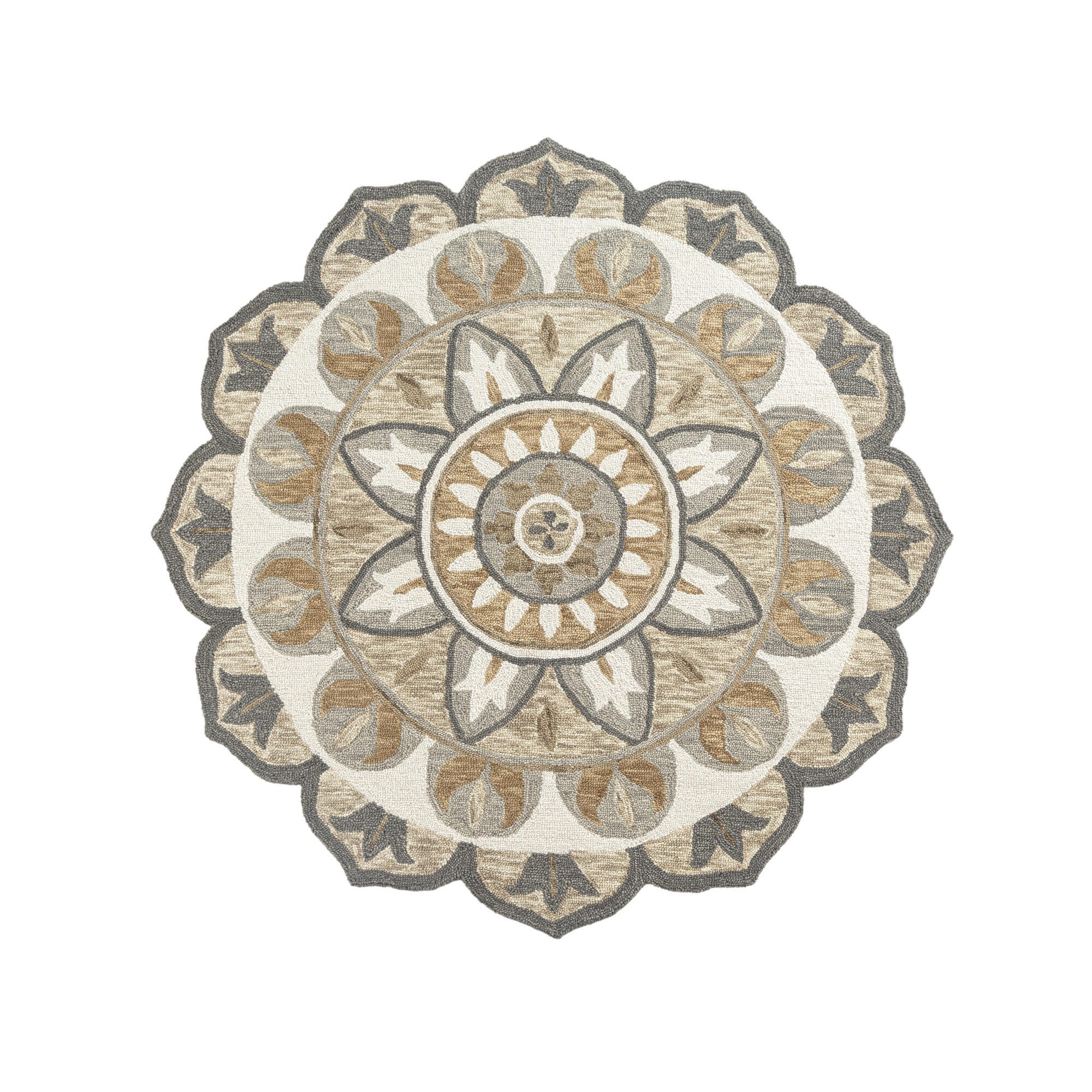 LR Home Medallion 6' x 6' Area Rug, Silver Gray/Ivory, large
