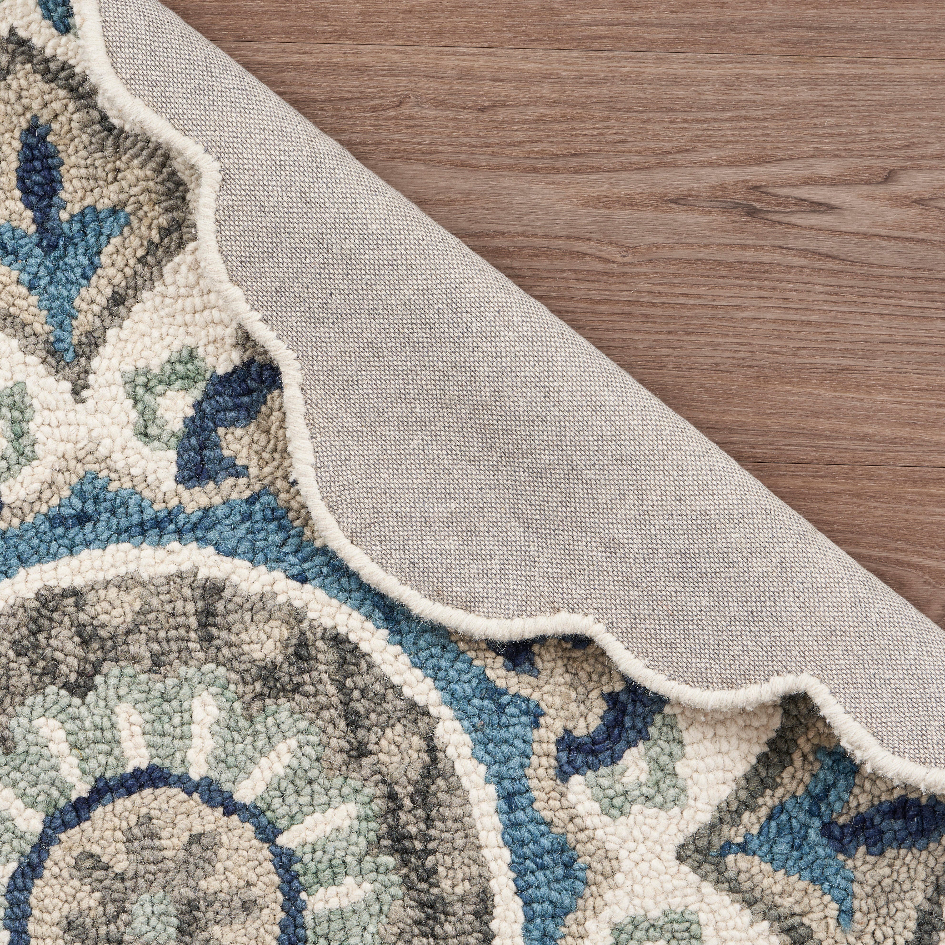 LR Home Meadow 4' x 4' Area Rug, Ivory/Blue, large