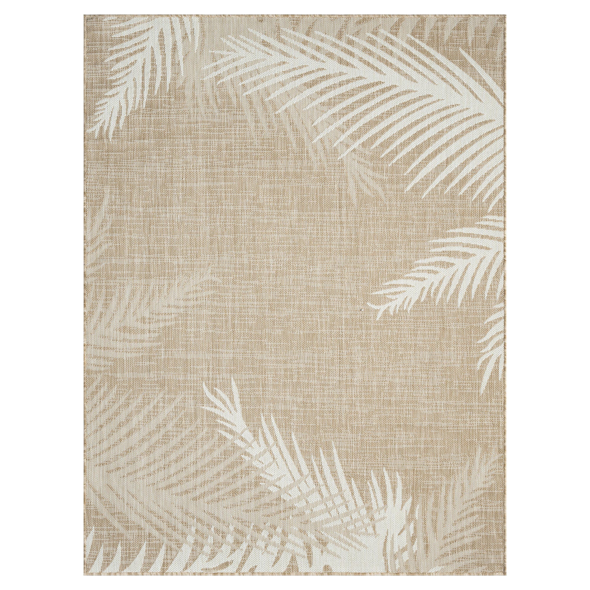 LR Home Botanical Pattern 7'9" x 9'5" Area Rug, Beige/Ivory, large