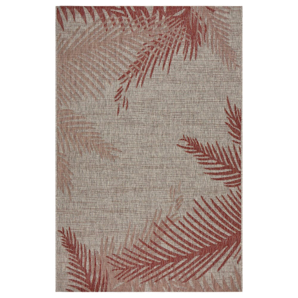 LR Home Botanical Pattern 5' x 7' Area Rug, Red, large