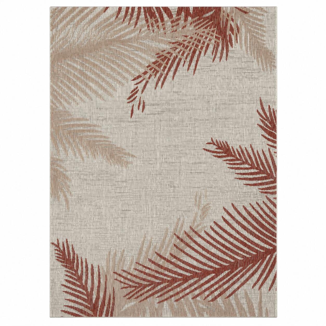 LR Home Botanical Pattern 7'9" x 9'5" Area Rug, Red, large