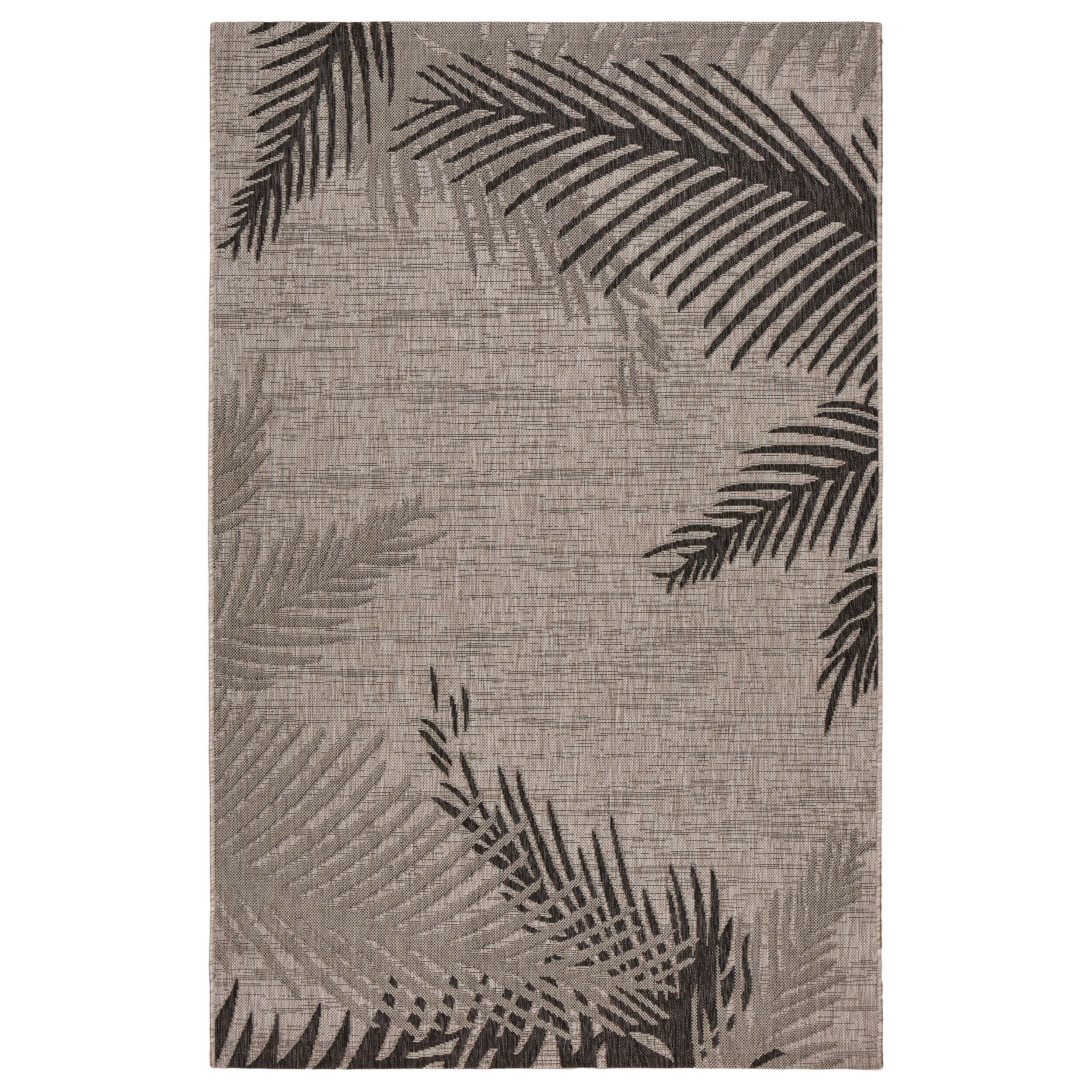 LR Home Botanical Pattern 3' x 5' Area Rug, Black, large