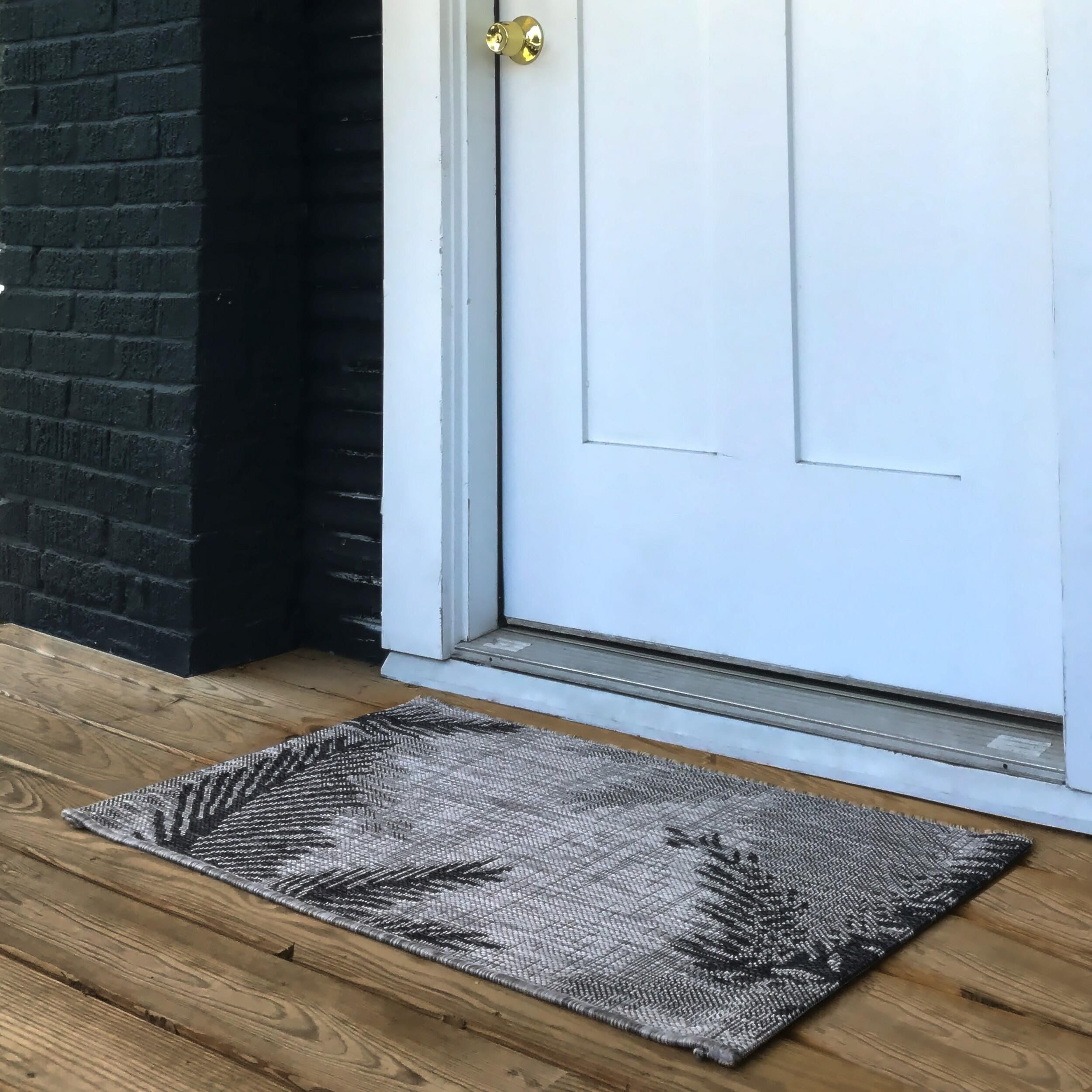 LR Home Botanical Pattern 1'10" x 3' Area Rug, Black, rollover