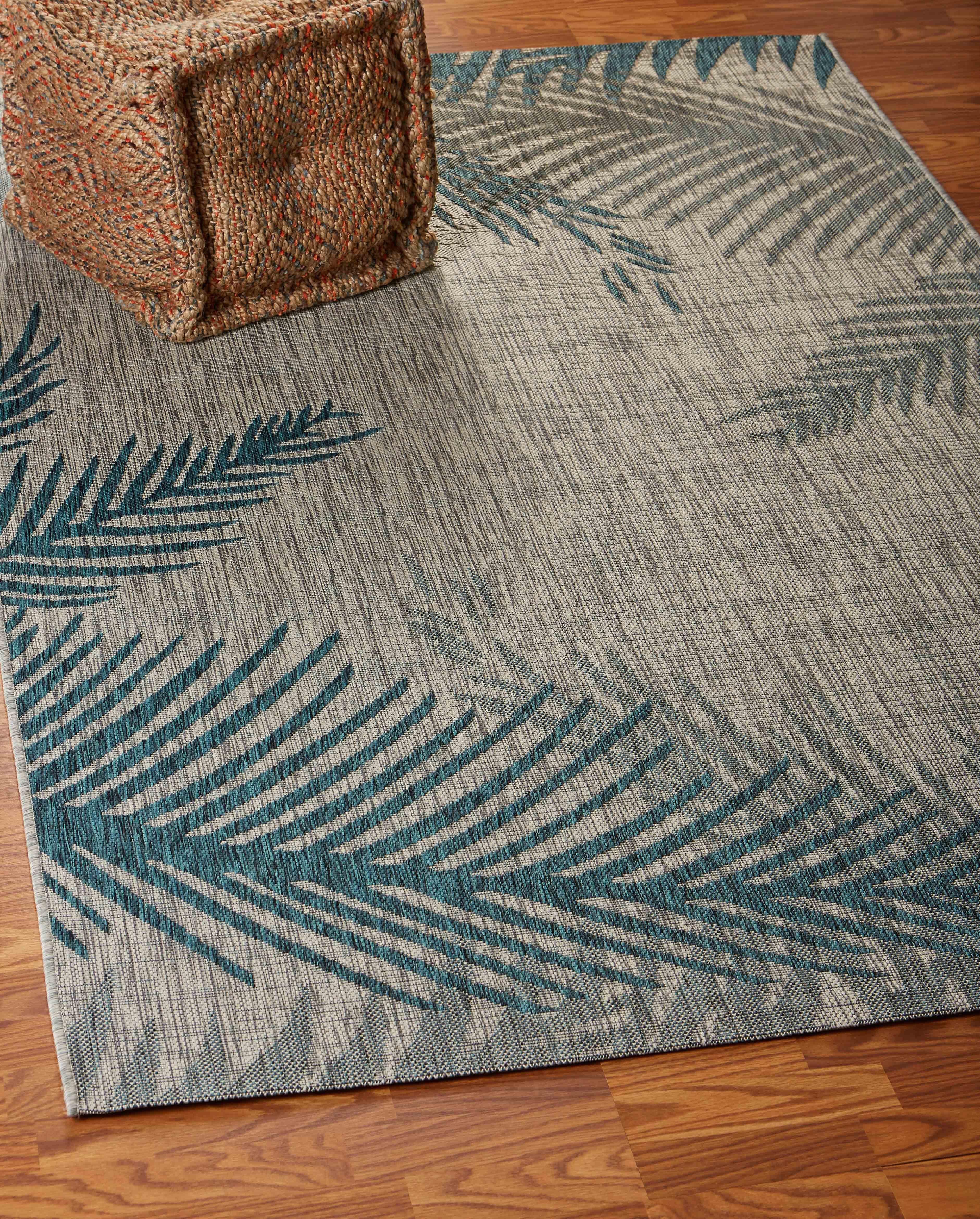 LR Home Botanical Pattern 7'9" x 9'5" Area Rug, Blue/Gray, rollover
