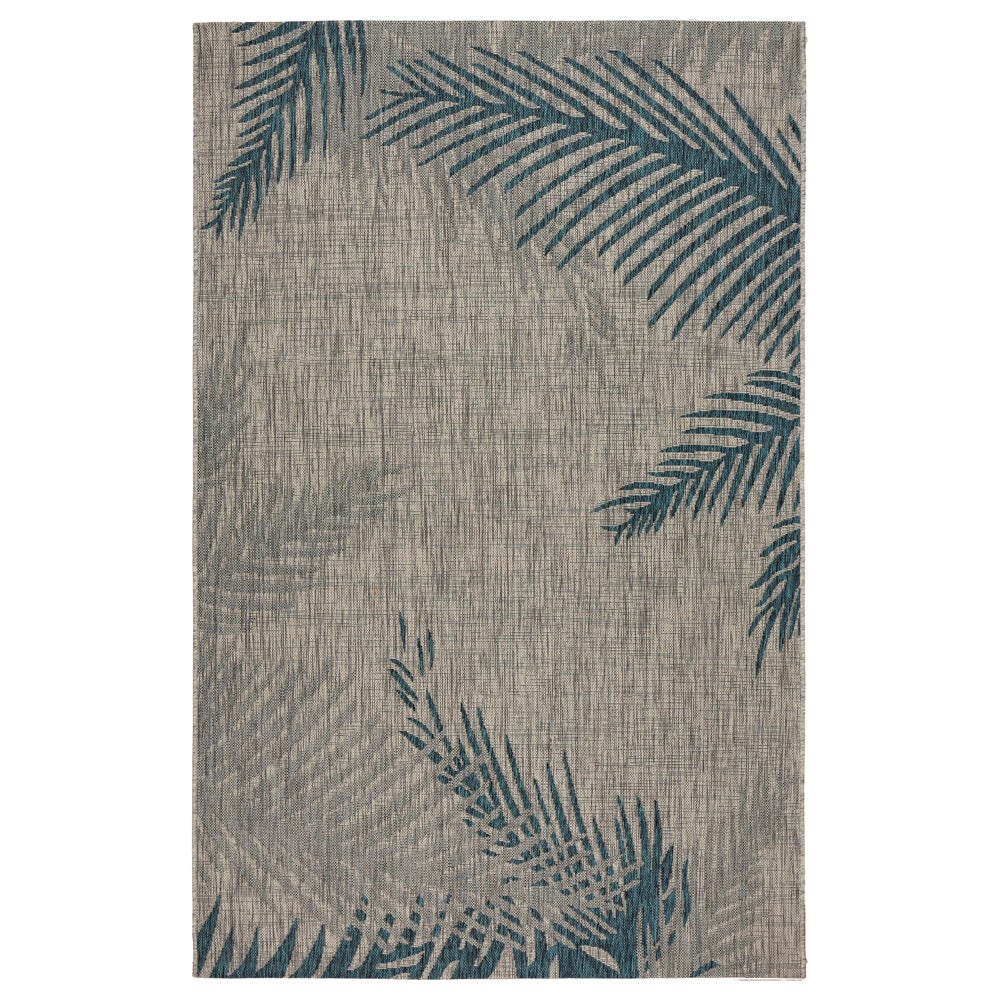 LR Home Botanical Pattern 7'9" x 9'5" Area Rug, Blue/Gray, large