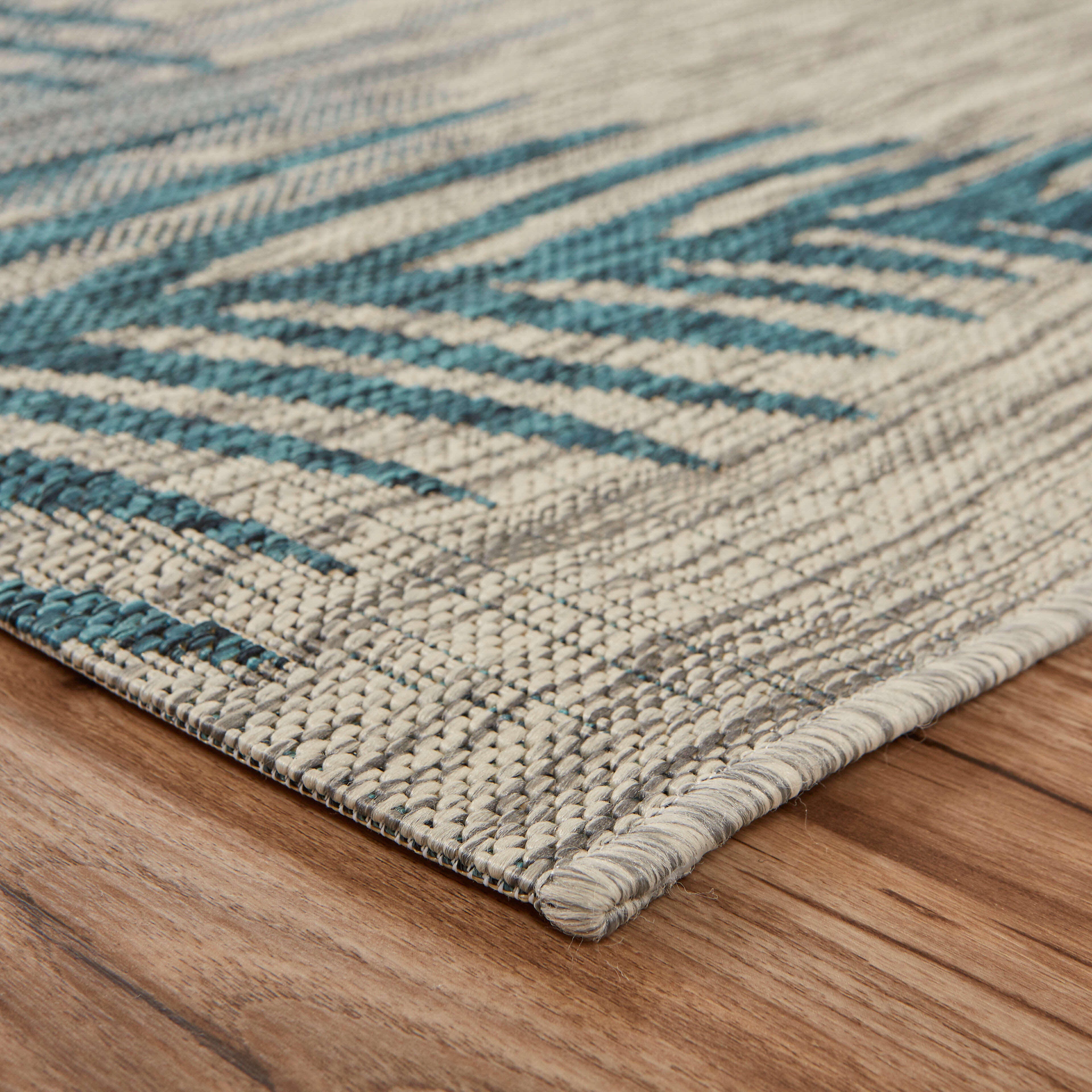 LR Home Botanical Pattern 7'9" x 9'5" Area Rug, Blue/Gray, large