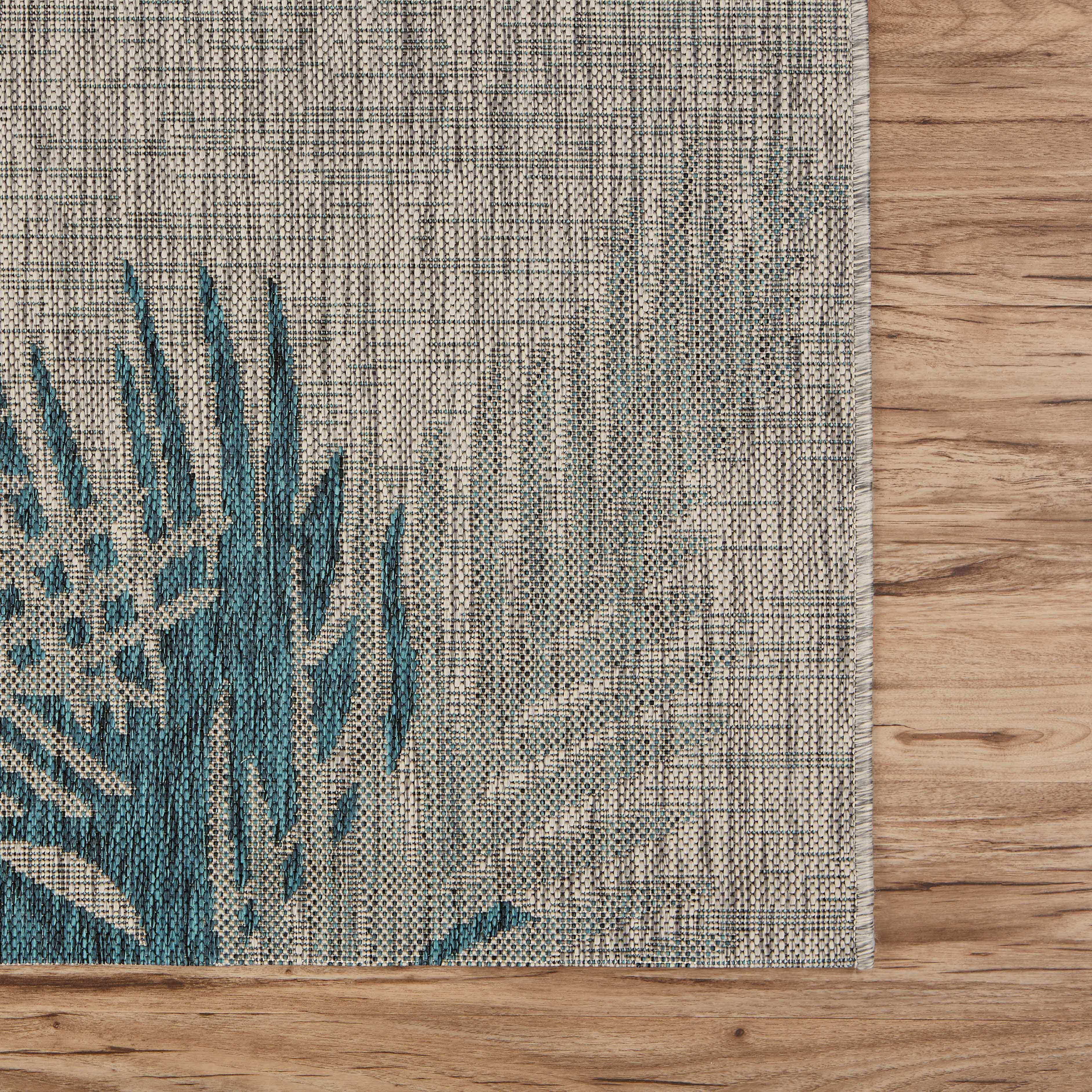 LR Home Botanical Pattern 7'9" x 9'5" Area Rug, Blue/Gray, large