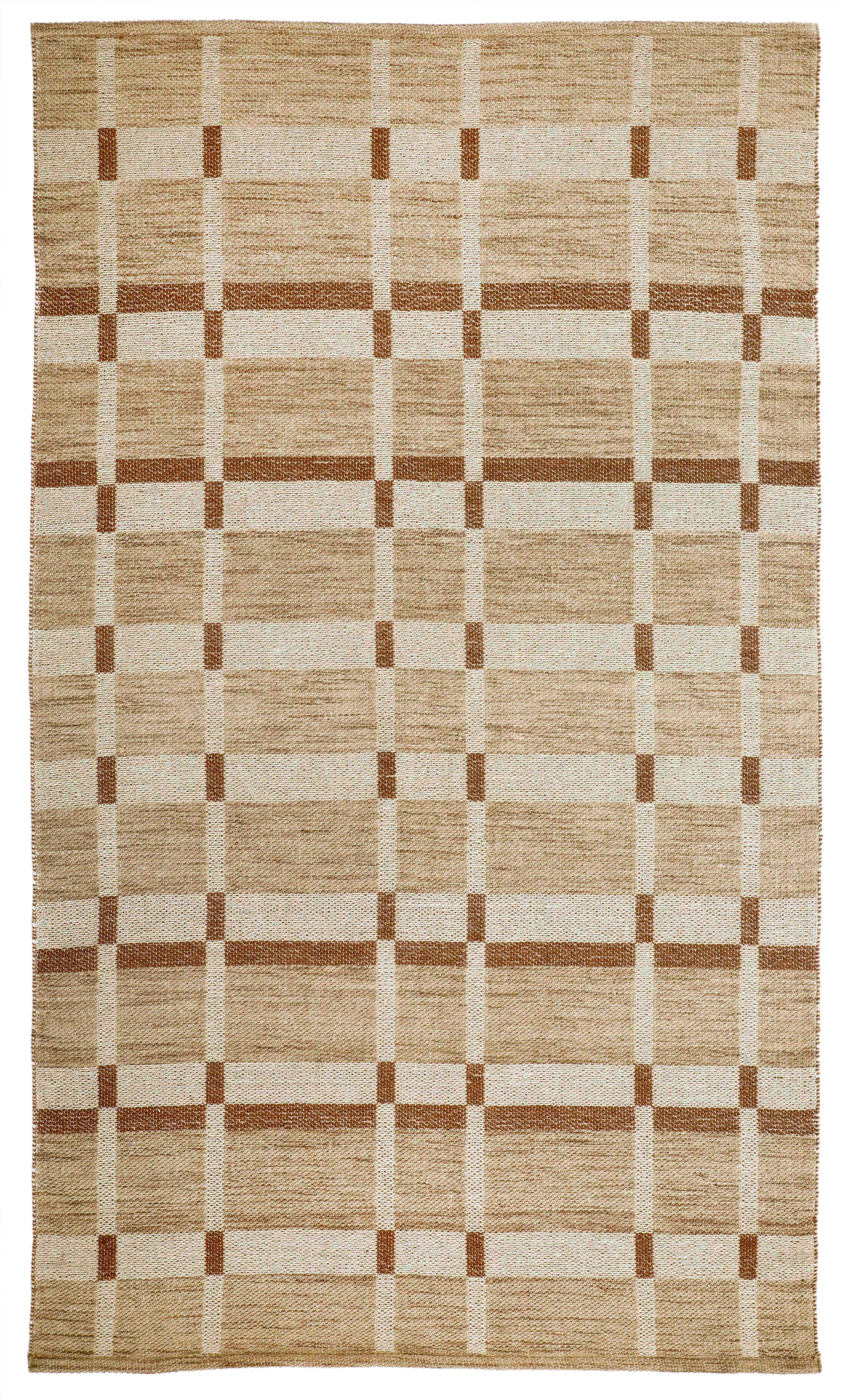 Terra by Obeetee Block 5'1" x 8' Area Rug, Beige/Tan, large
