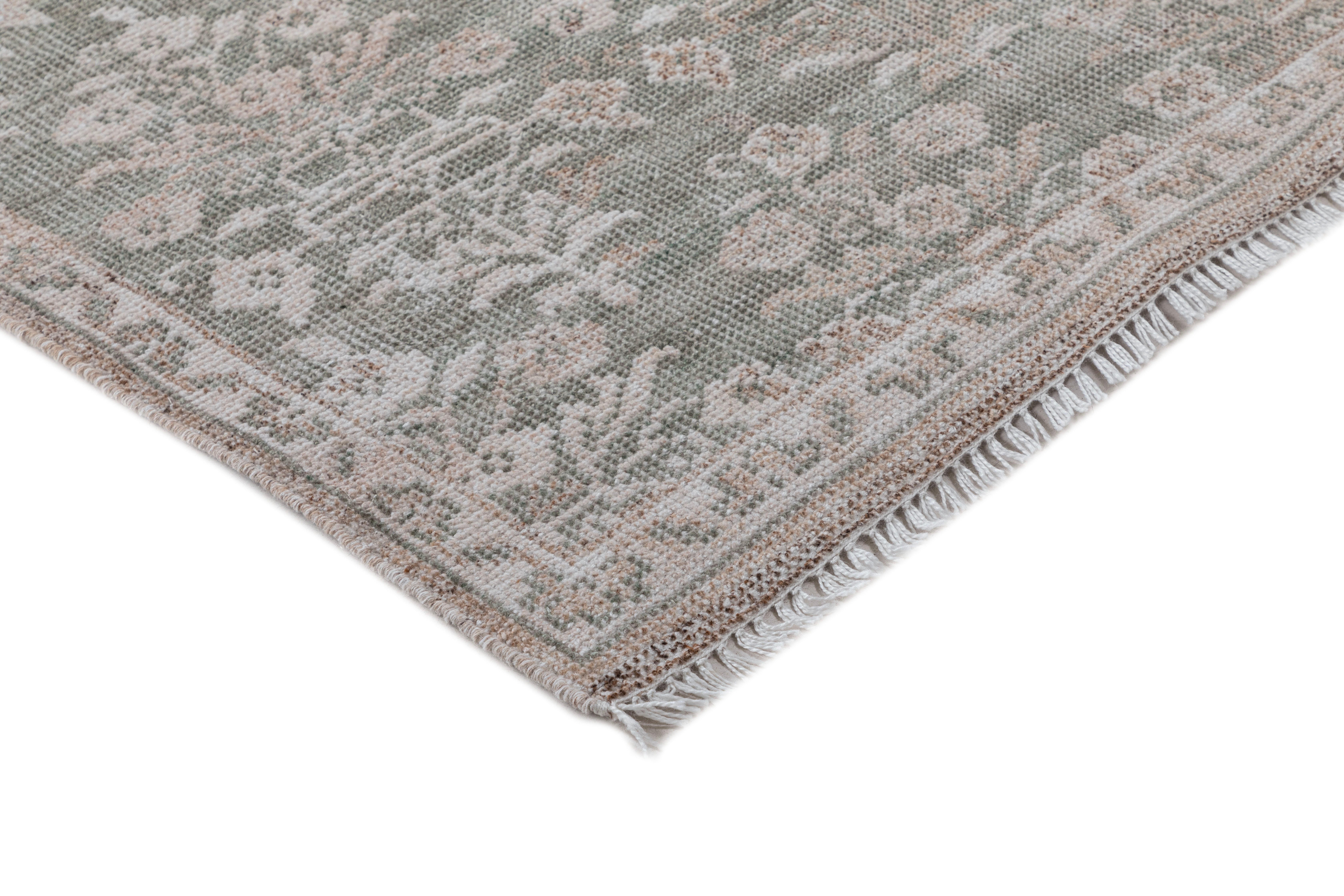 Terra by Obeetee Marian 2'7" x 8' Runner Rug, Green/Tan, large