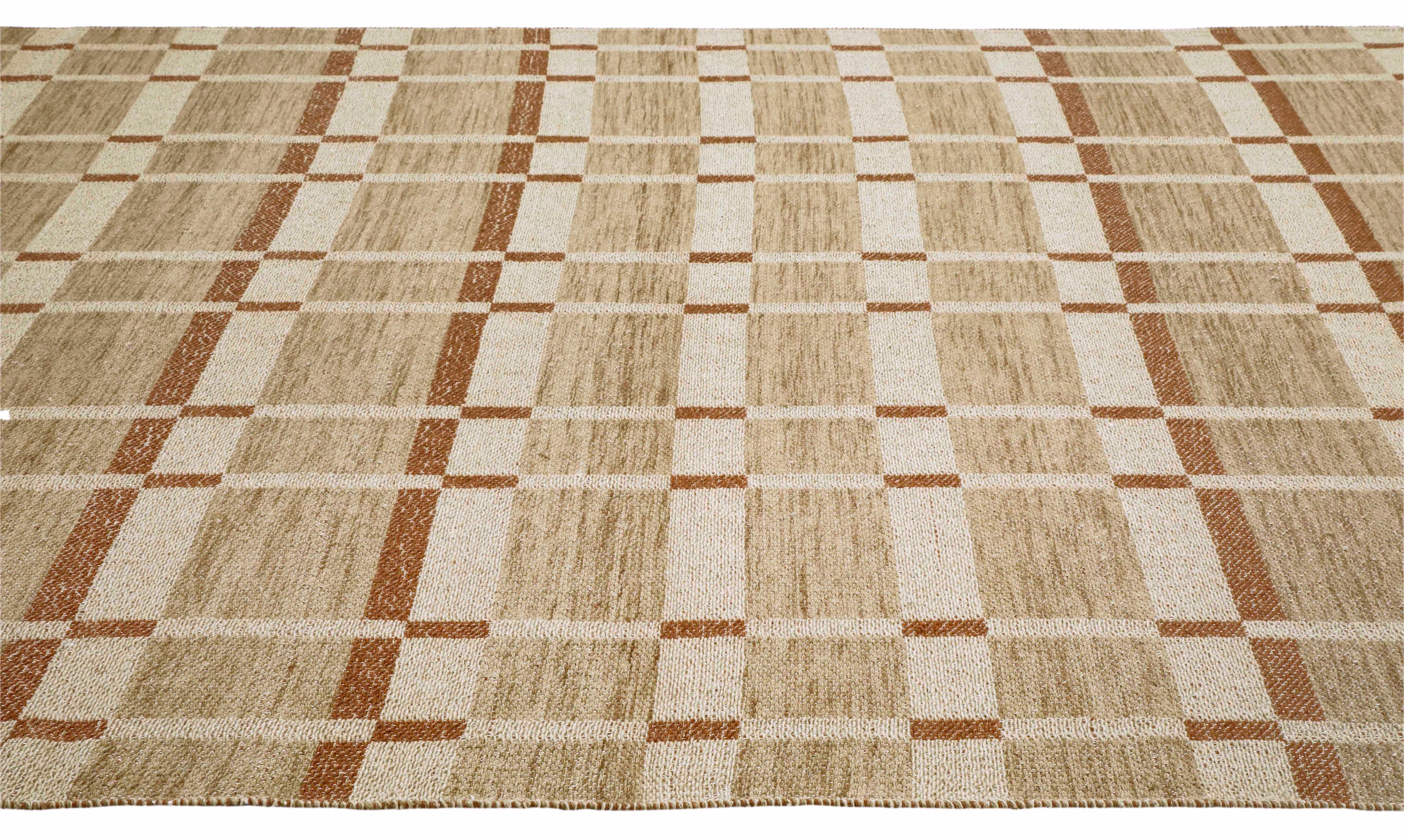 Terra by Obeetee Block 2'1" x 3' Area Rug, Beige/Tan, large