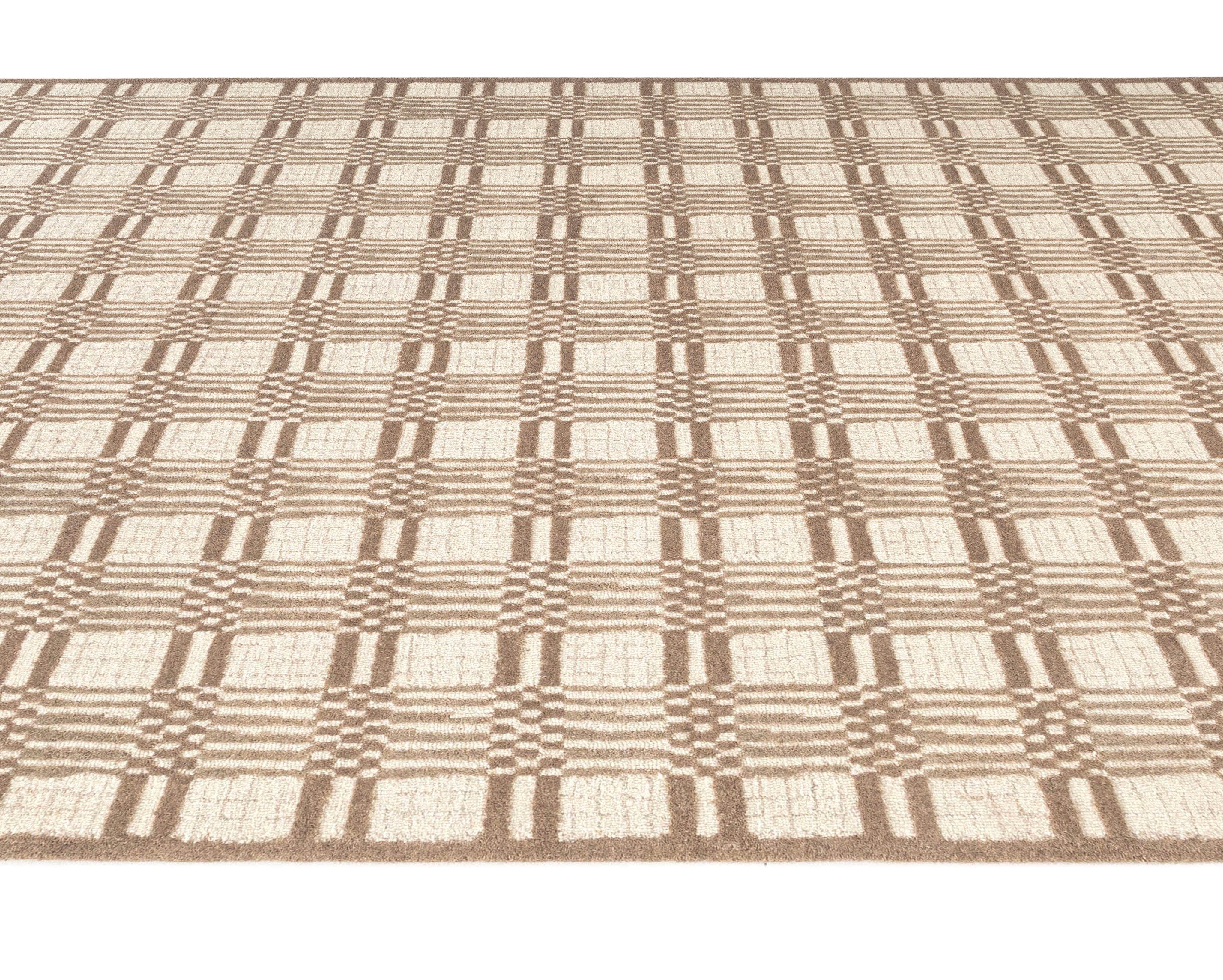Terra by Obeetee Stripe 2'7" x 8' Runner Rug, Beige/Tan, large