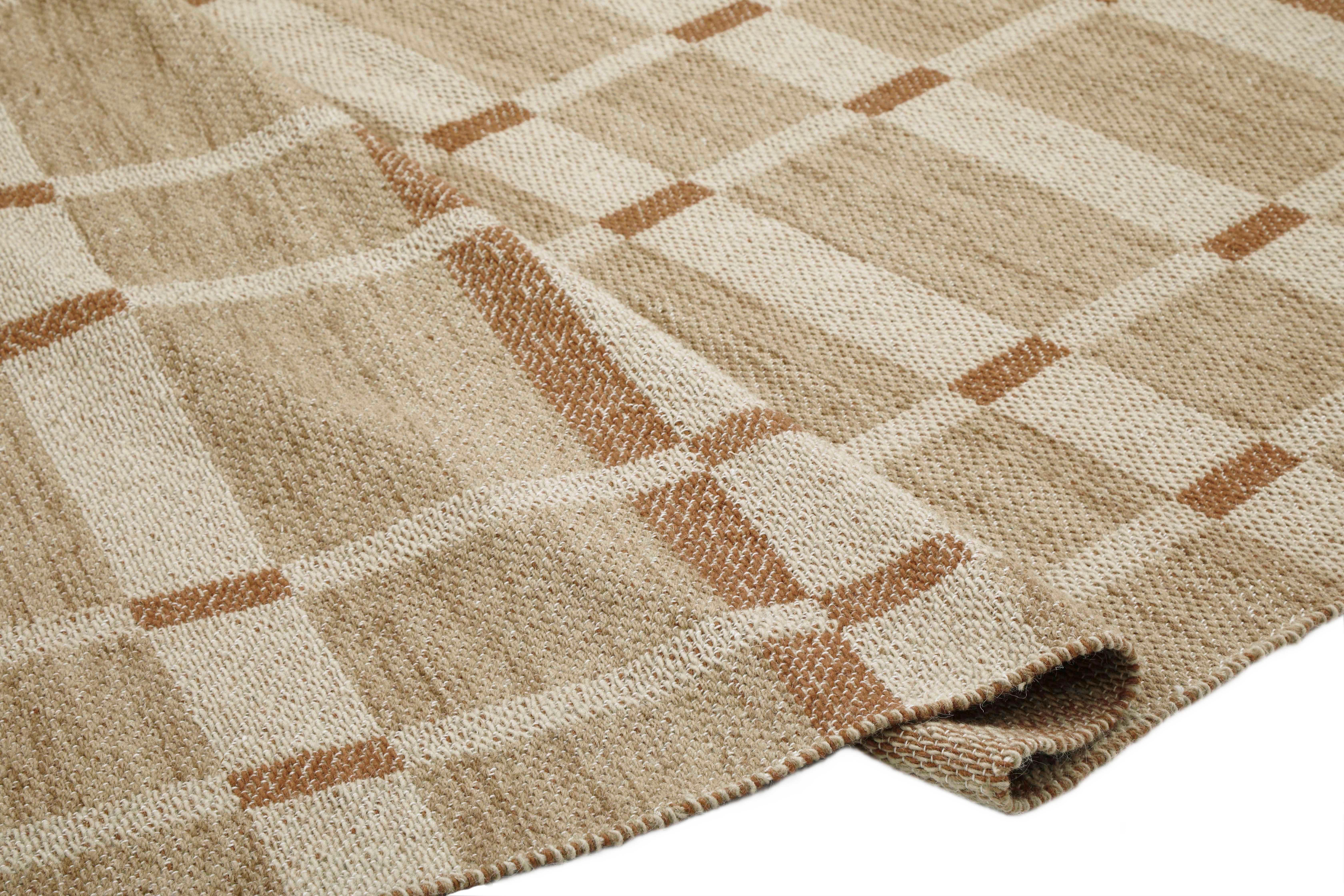 Terra by Obeetee Block 2'8" x 8' Runner Rug, Beige/Tan, large