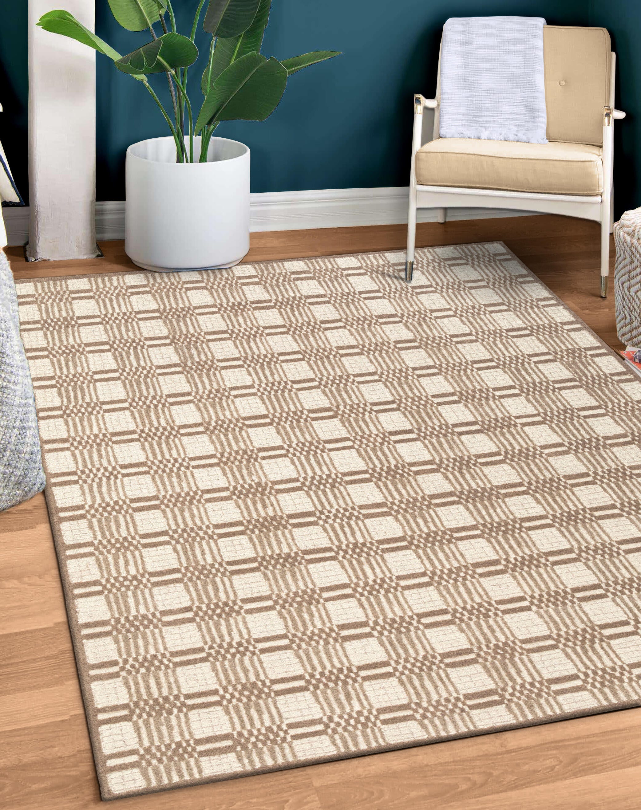 Terra by Obeetee Stripe 3'1" x 5' Area Rug, Beige/Tan, rollover