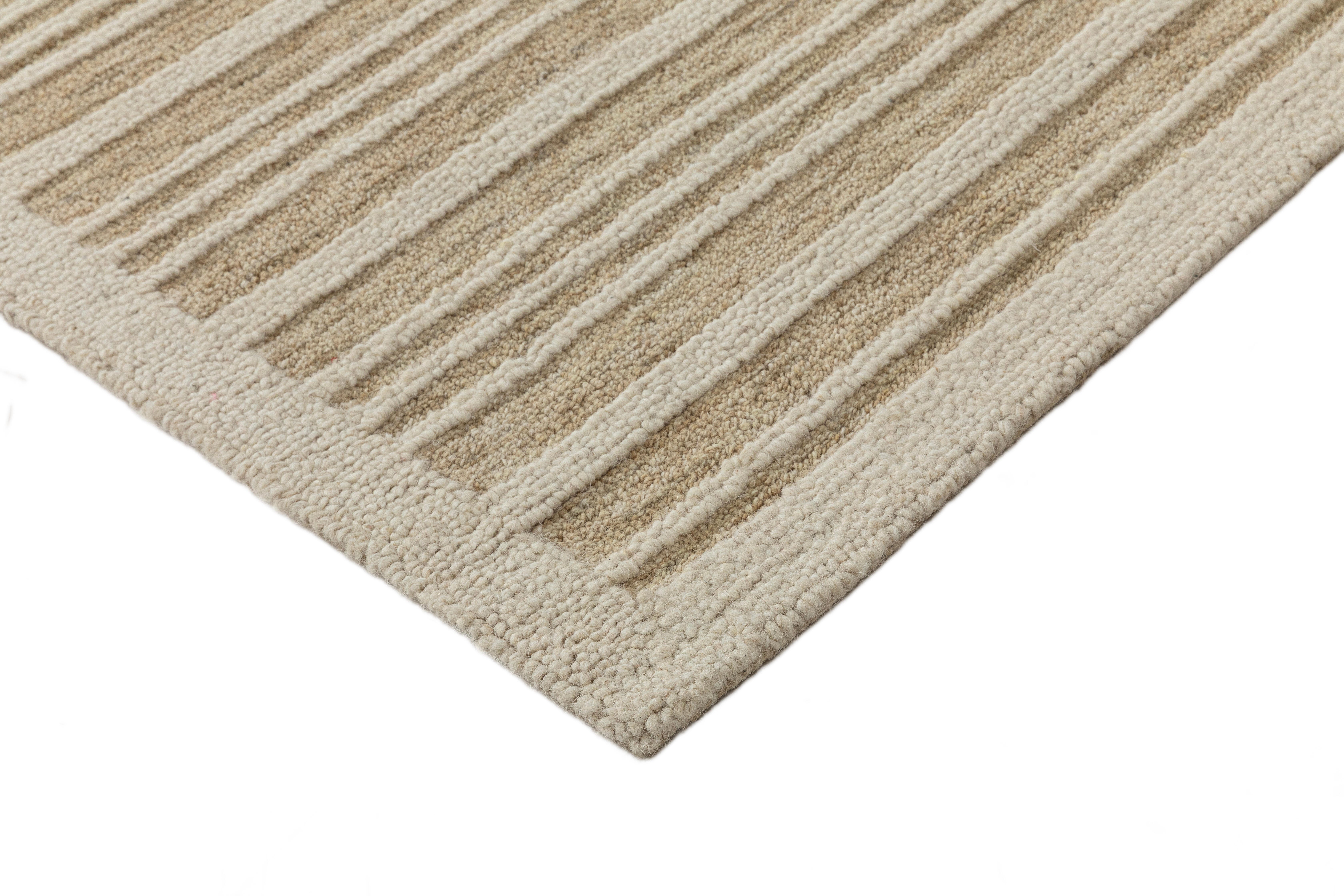 Terra by Obeetee Bare 2'7" x 8' Runner Rug, Ivory/Tan, large