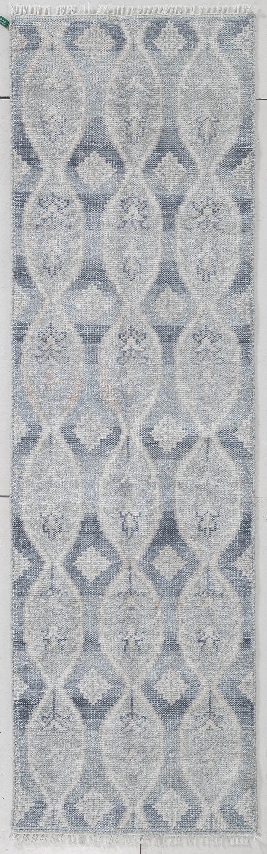 Terra by Obeetee Calden 2'7" x 8' Runner Rug, Blue/White, large