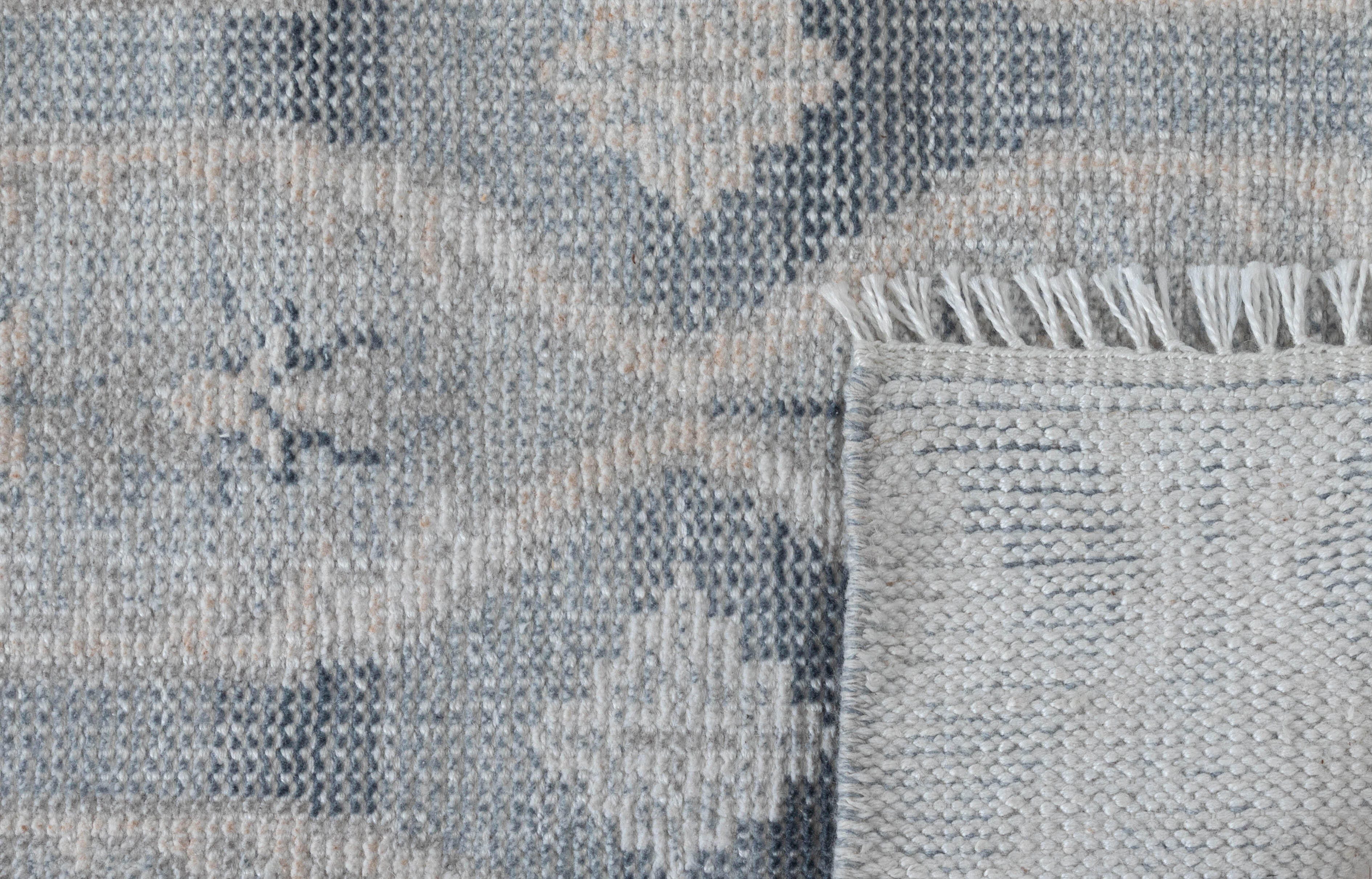 Terra by Obeetee Calden 2'7" x 8' Runner Rug, Blue/White, large