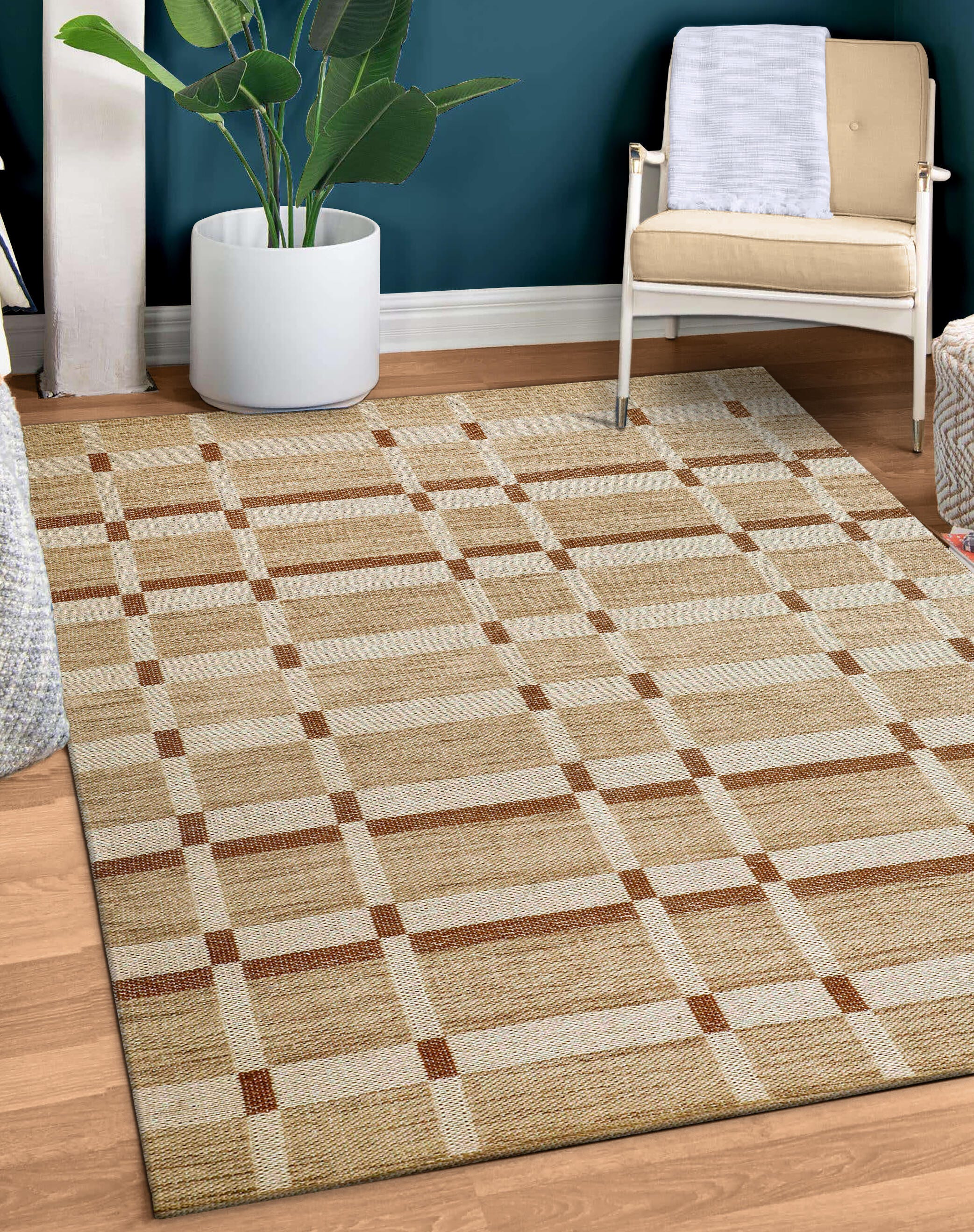 Terra by Obeetee Block 8'11" x 11'9" Area Rug, Beige/Tan, rollover