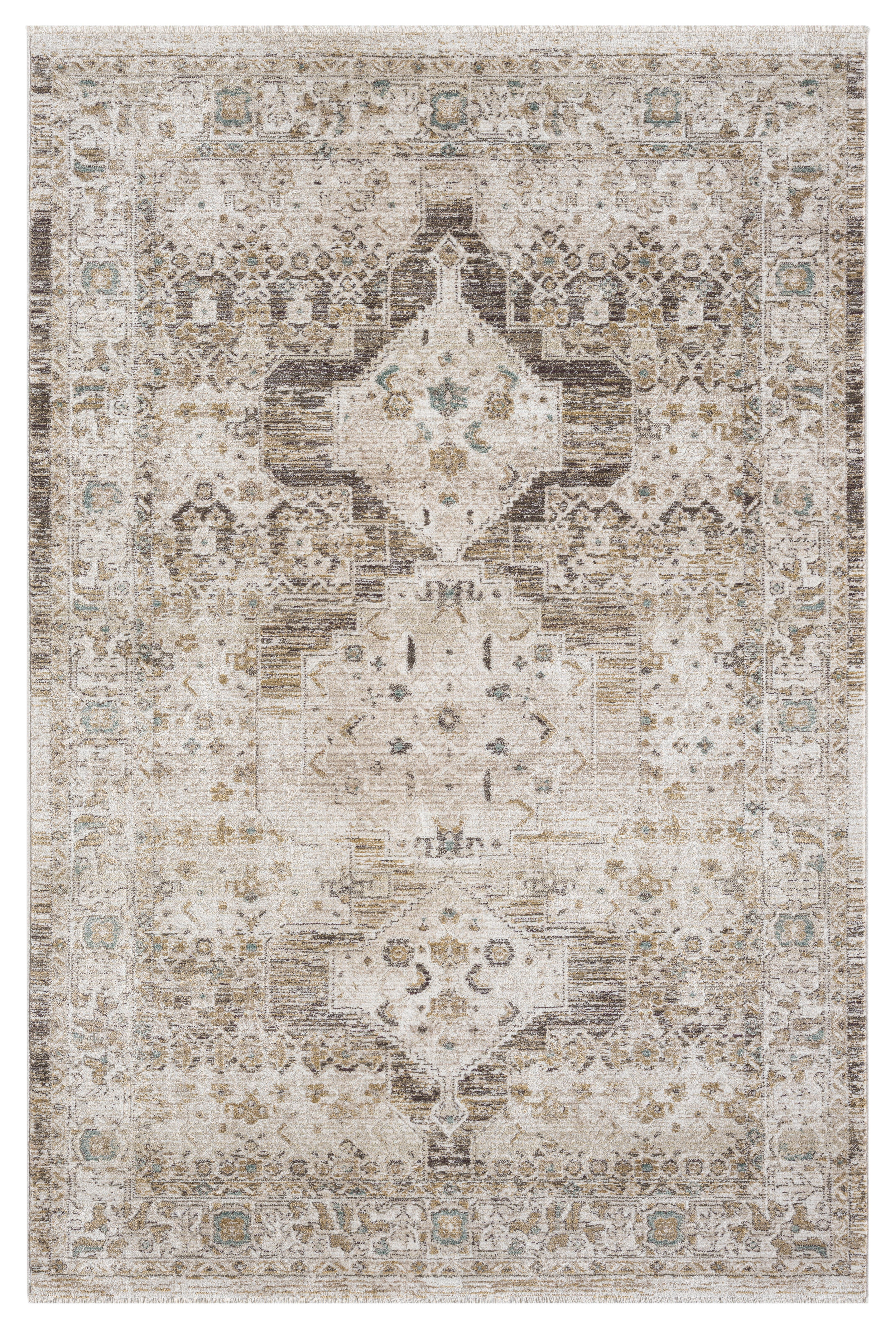 Terra by Obeetee Hazel 2'1" x 7'7" Runner Rug, Mocha/Beige, large