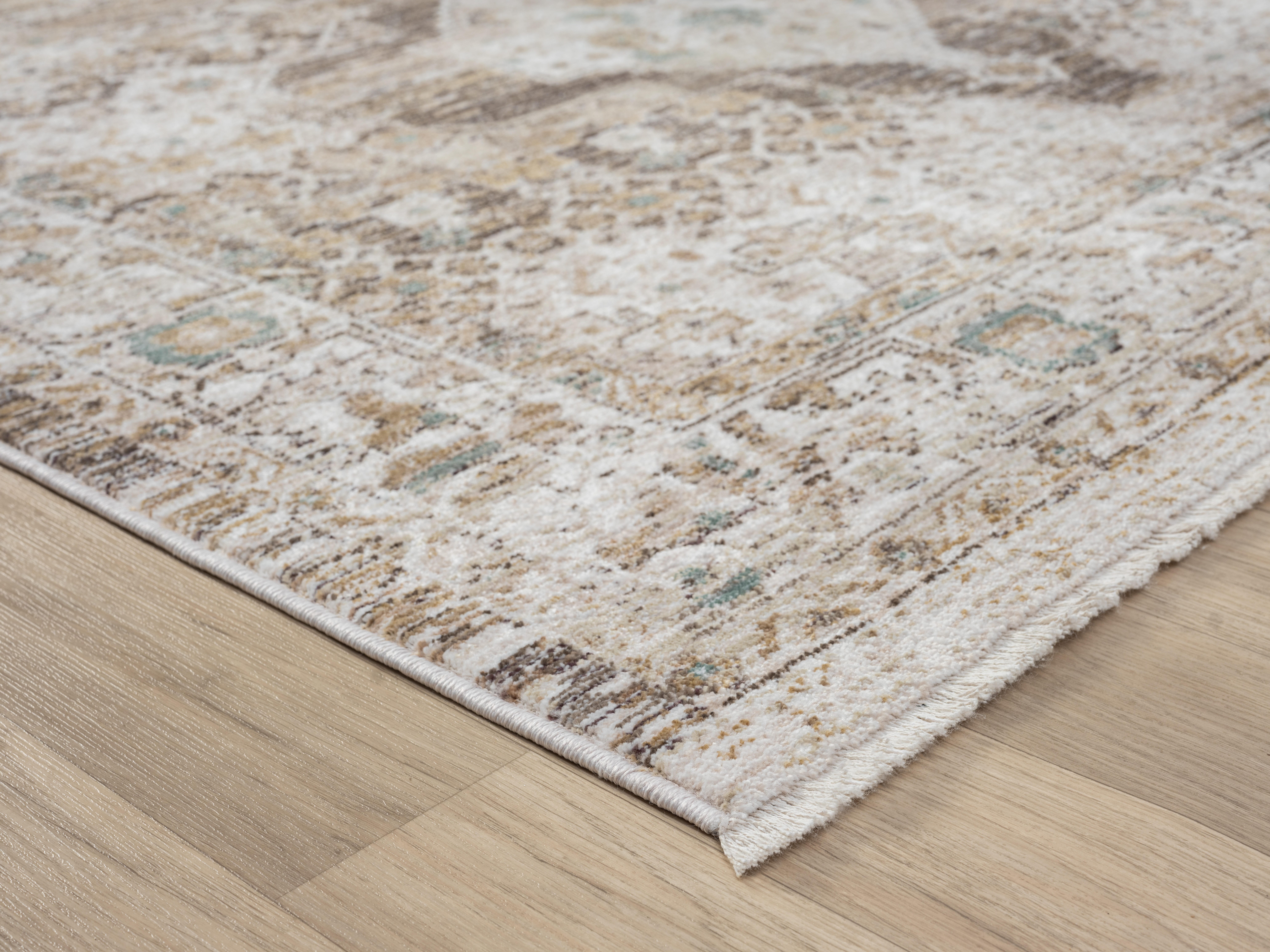 Terra by Obeetee Hazel 2'1" x 7'7" Runner Rug, Mocha/Beige, large