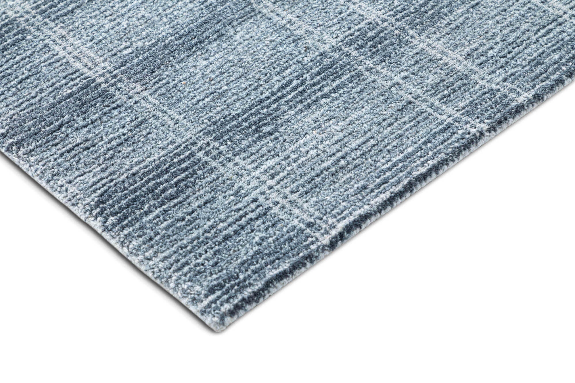 Terra by Obeetee Grid 2'7" x 8' Runner Rug, Blue, large