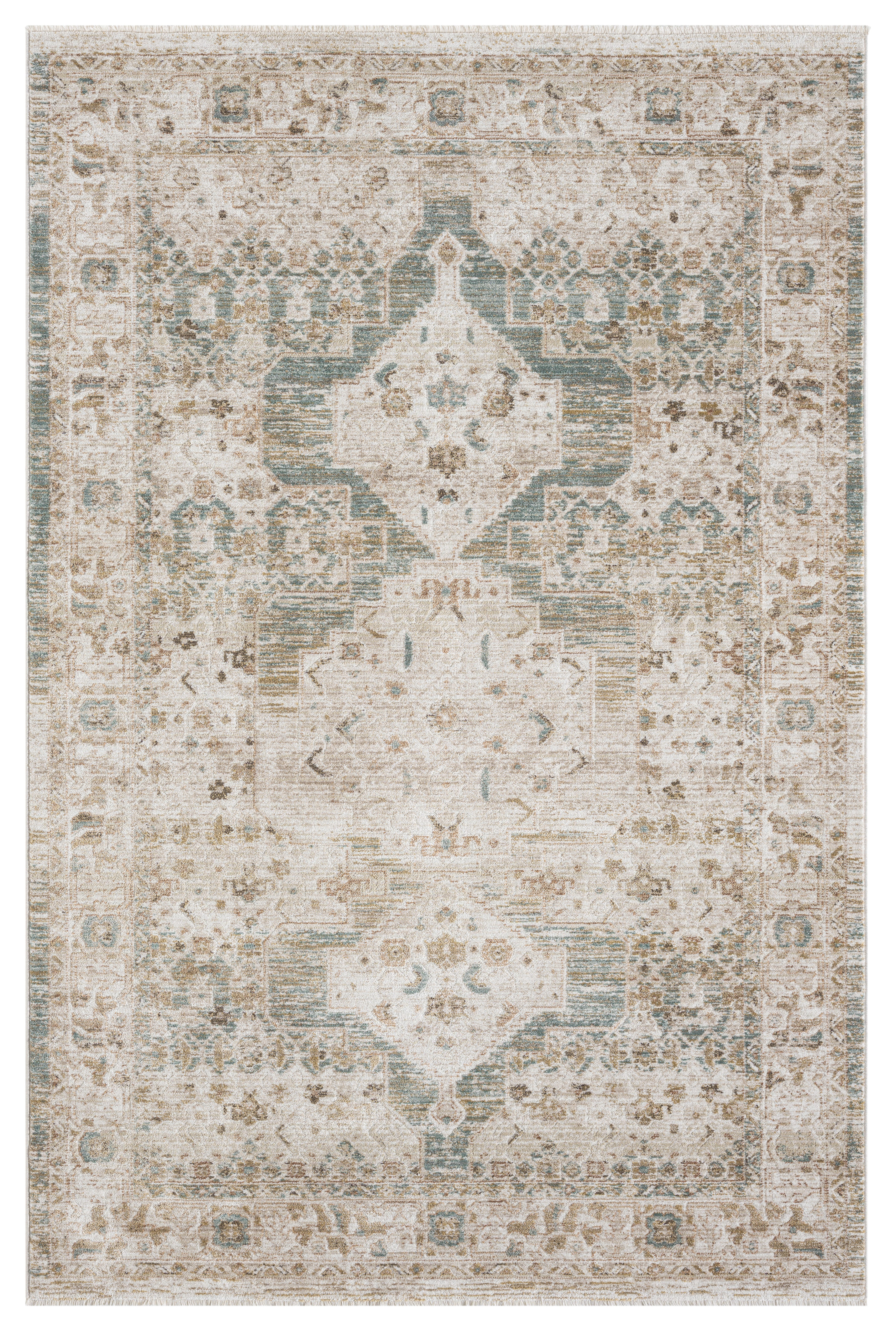 Terra by Obeetee Hazel 1'11" x 3'2" Area Rug, Turquoise/Beige, large