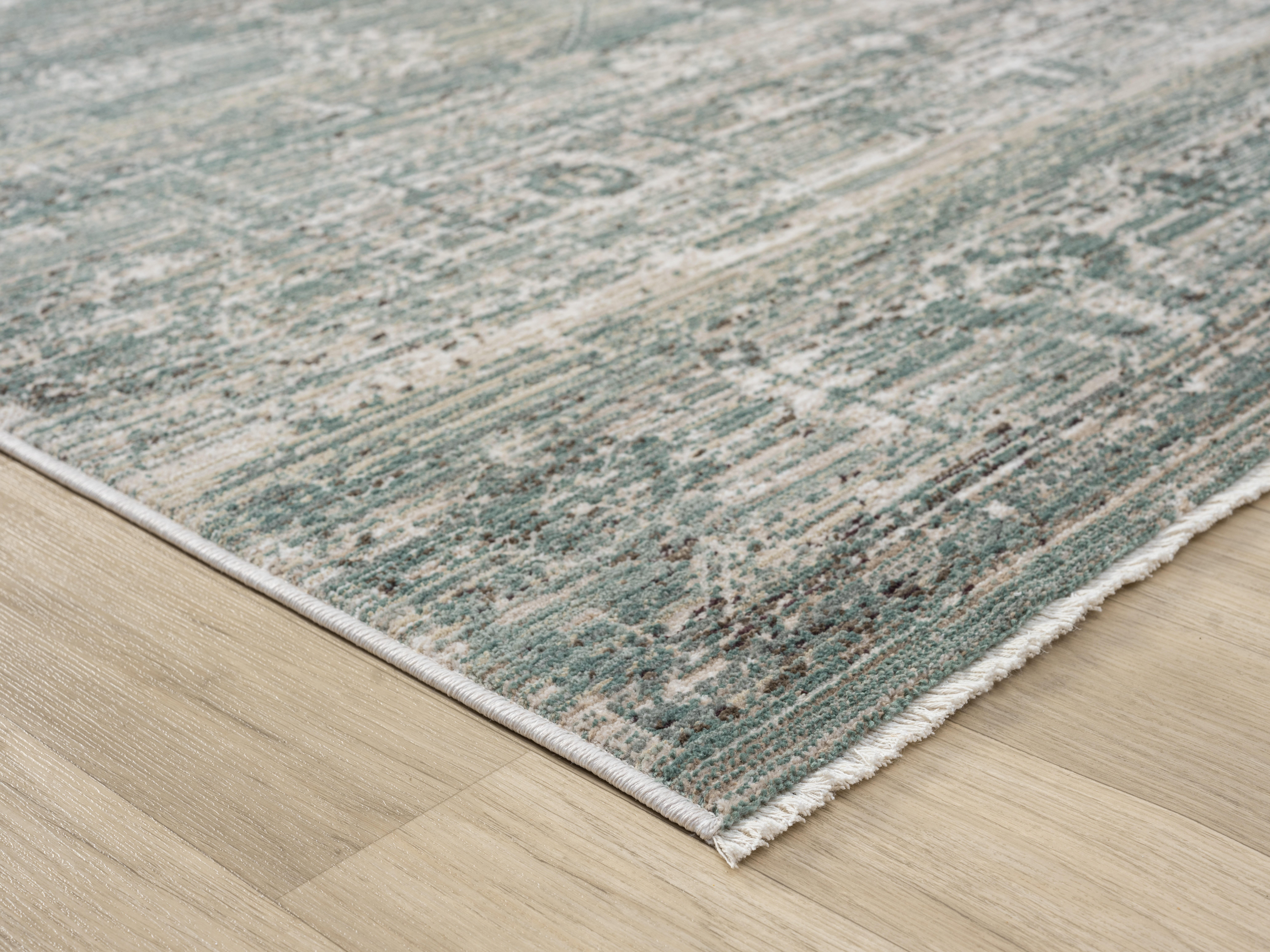 Terra by Obeetee Birch 3'3" x 5' Area Rug, Turquoise/Beige, large