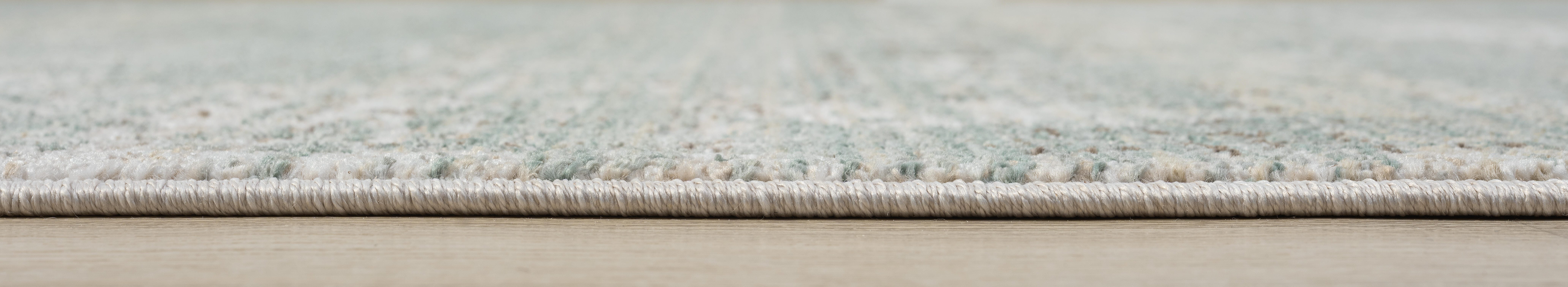 Terra by Obeetee Birch 3'3" x 5' Area Rug, Turquoise/Beige, large