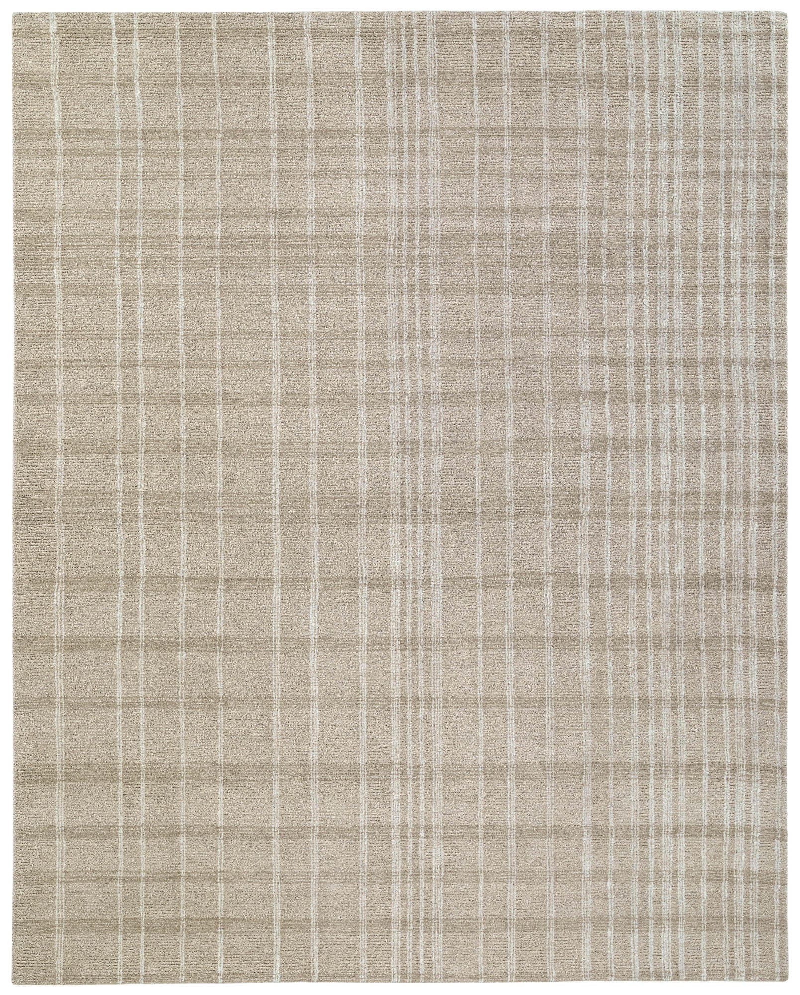 Terra by Obeetee Grid 2'7" x 8' Runner Rug, Taupe, large