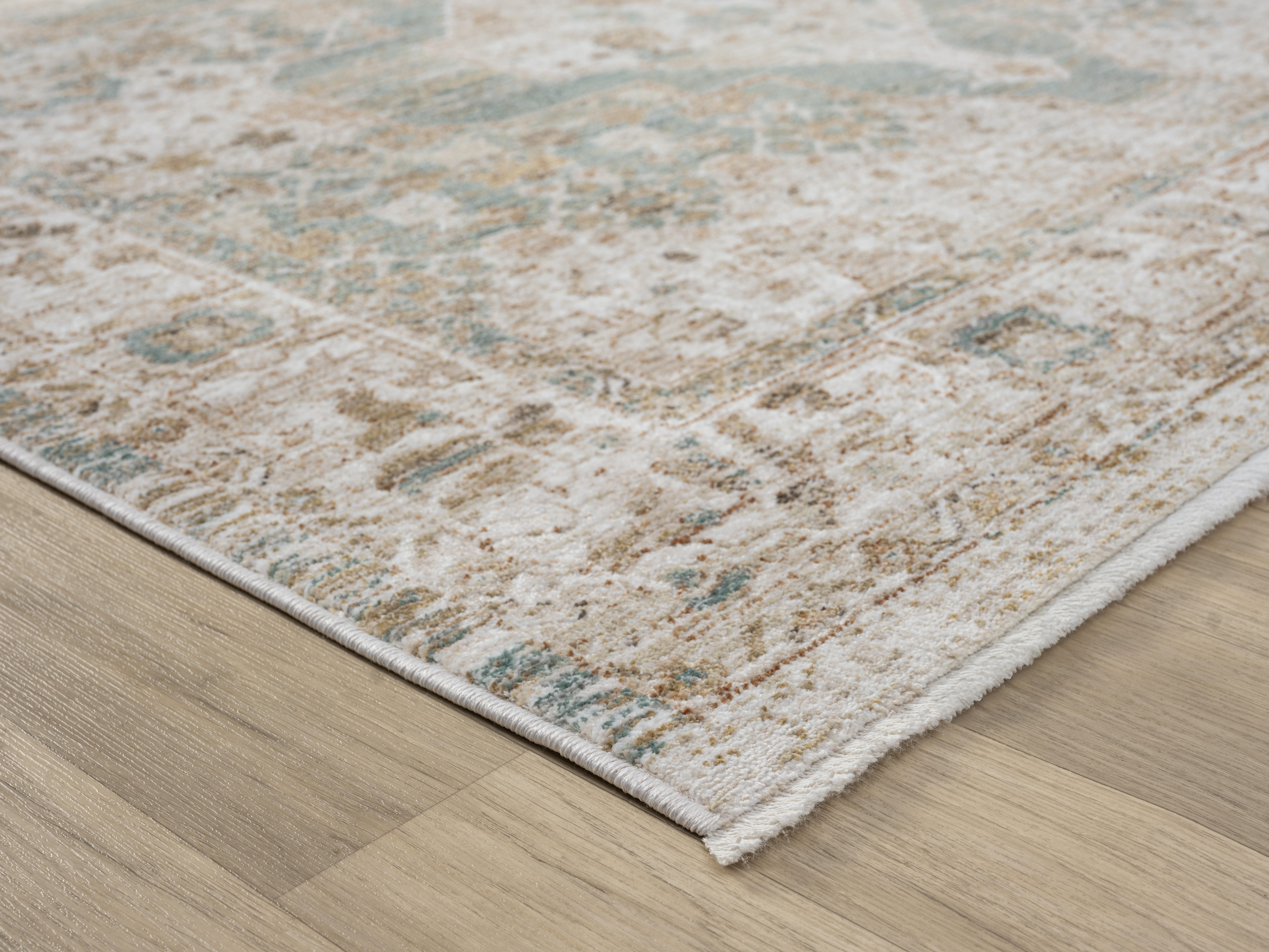 Terra by Obeetee Hazel 3'3" x 5' Area Rug, Turquoise/Beige, large