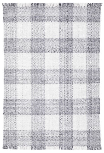 Terra by Obeetee Gingham 2'4" x 8' Runner Rug, Gray/White