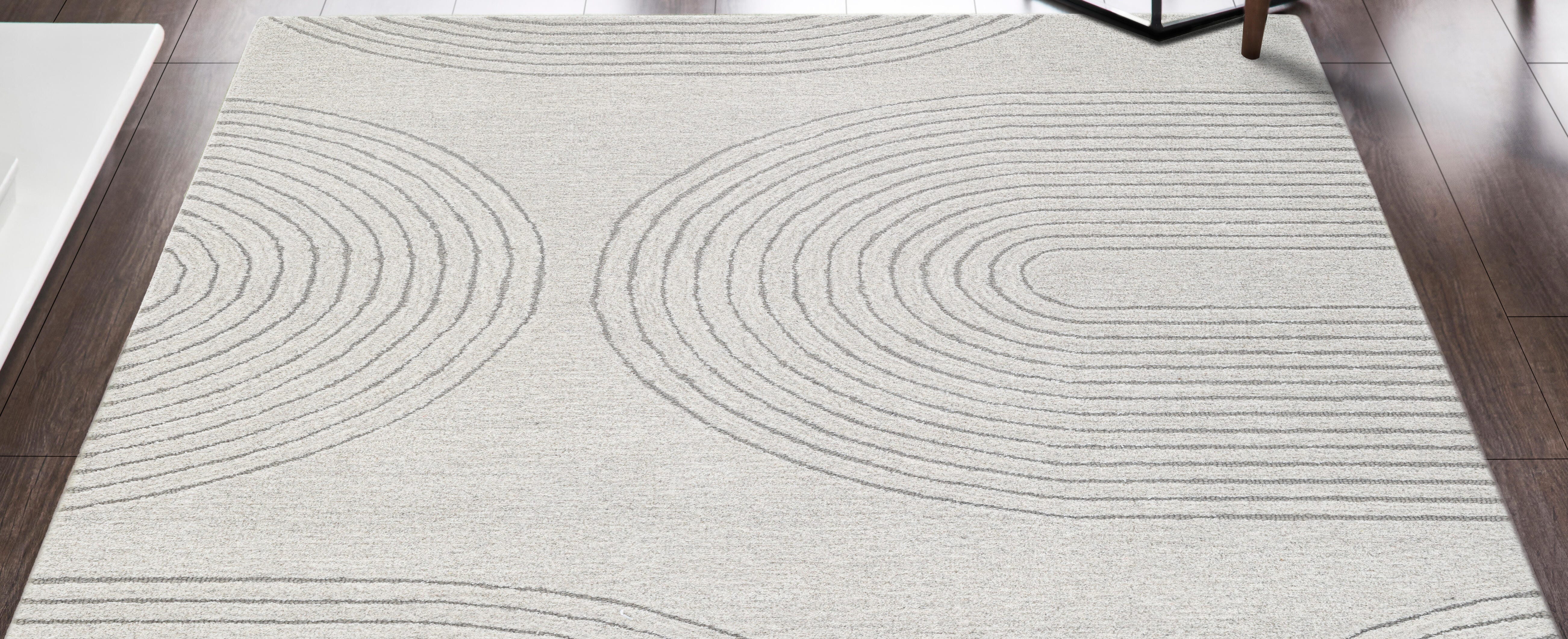 Terra by Obeetee Tonal 5'1" x 8' Area Rug, Ivory/Gray, rollover