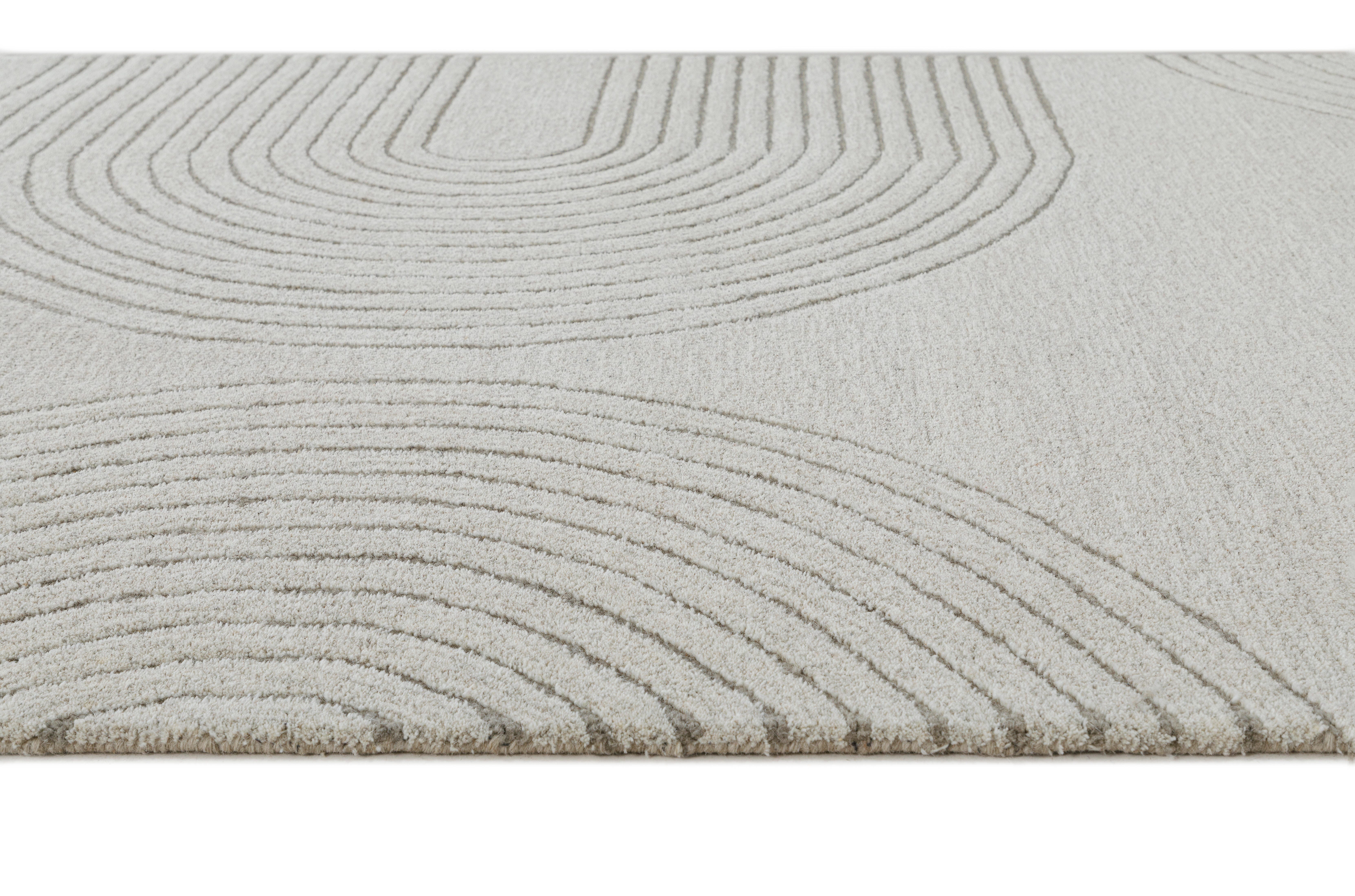 Terra by Obeetee Tonal 5'1" x 8' Area Rug, Ivory/Gray, large