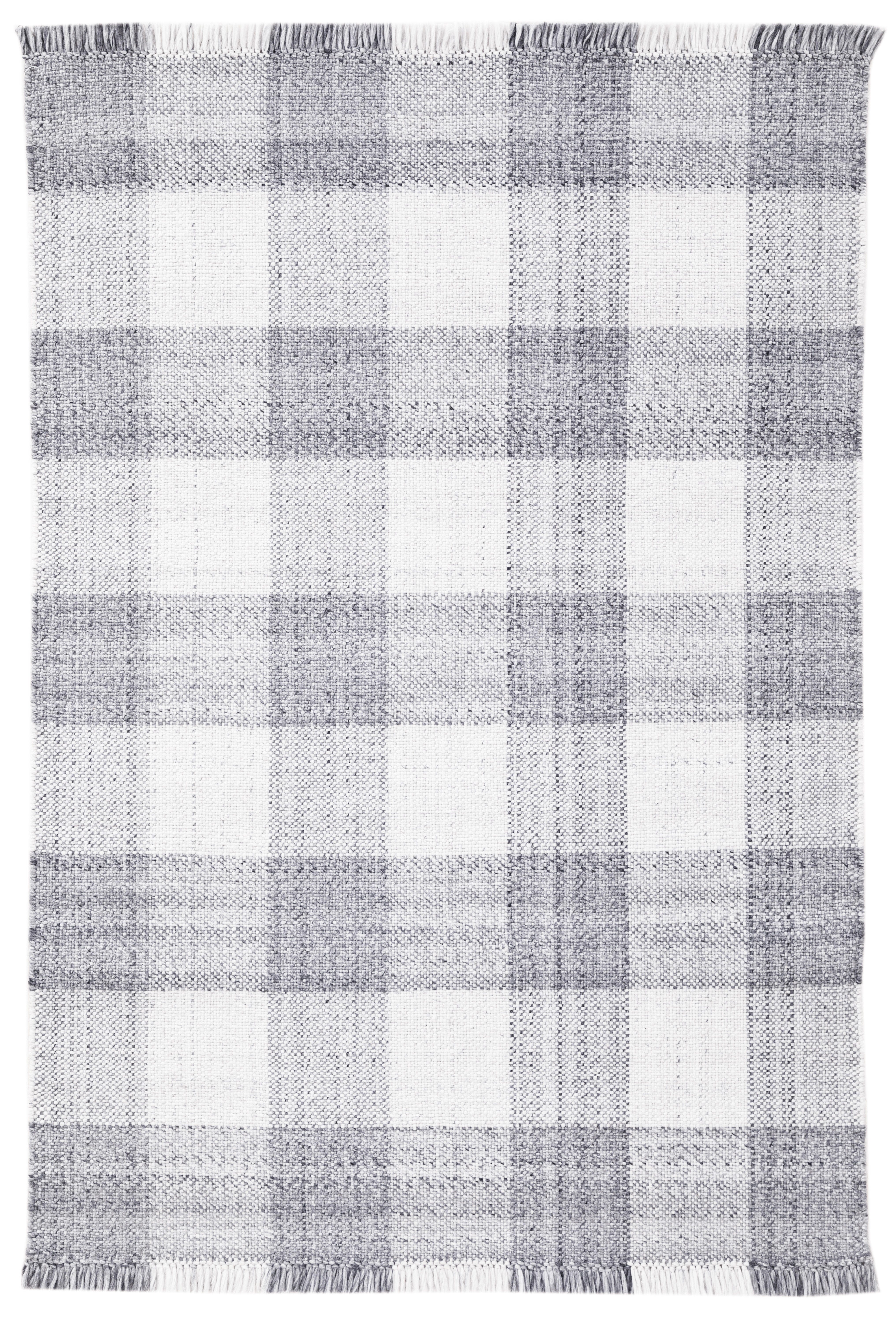 Terra by Obeetee Gingham 3'1" x 5' Area Rug, Gray/White, large