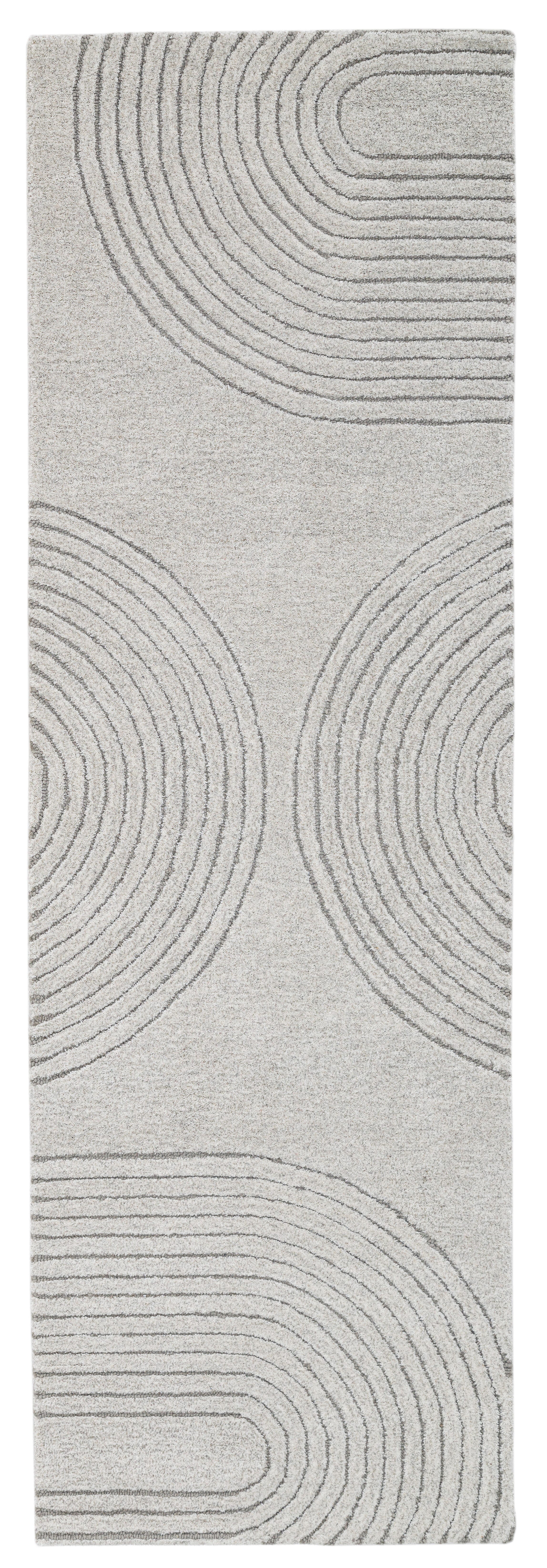 Terra by Obeetee Tonal 2'6" x 8' Runner Rug, Ivory/Gray, large