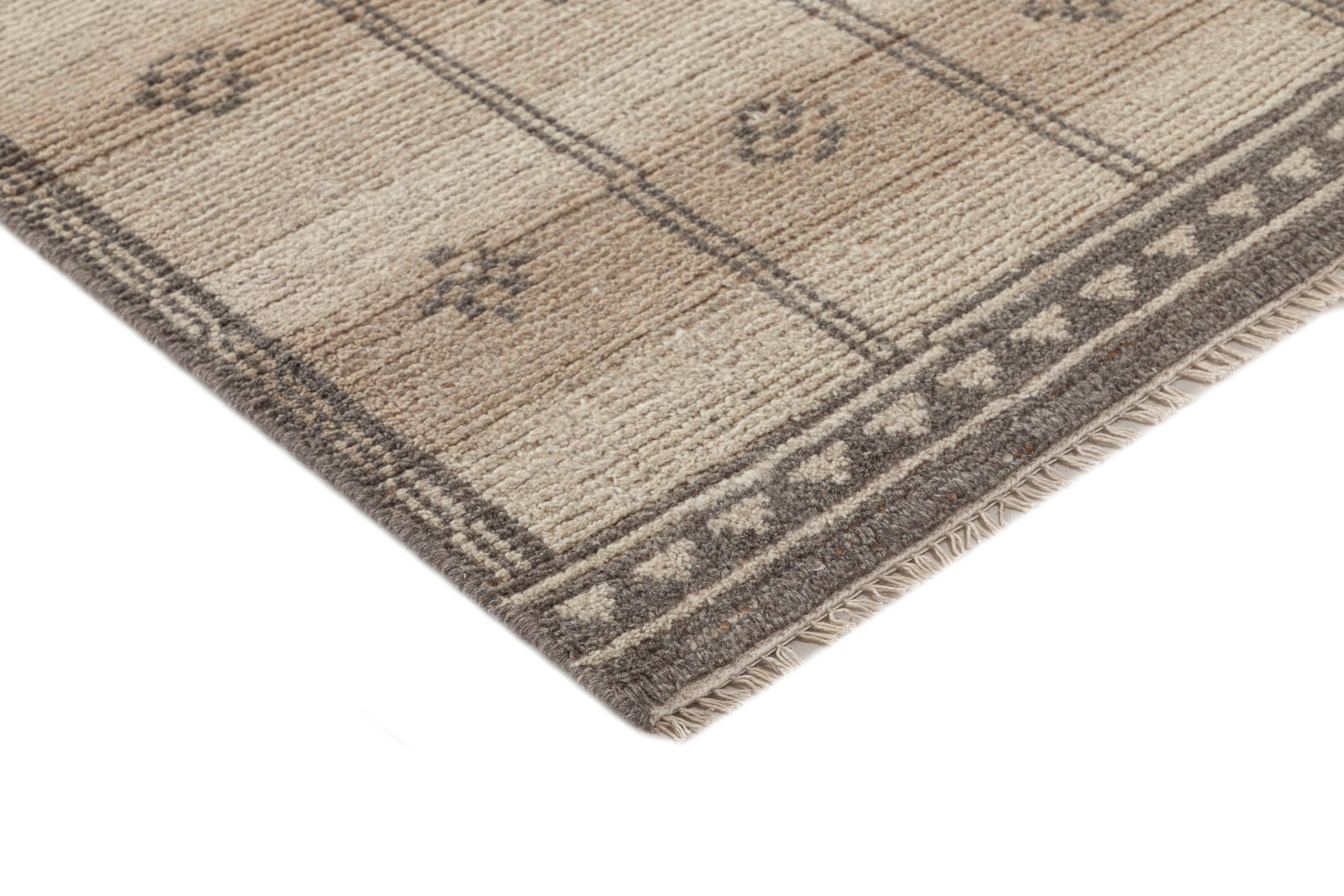 Terra by Obeetee Morrocan Stripe 2'7" x 8' Runner Rug, Beige/Gray, large