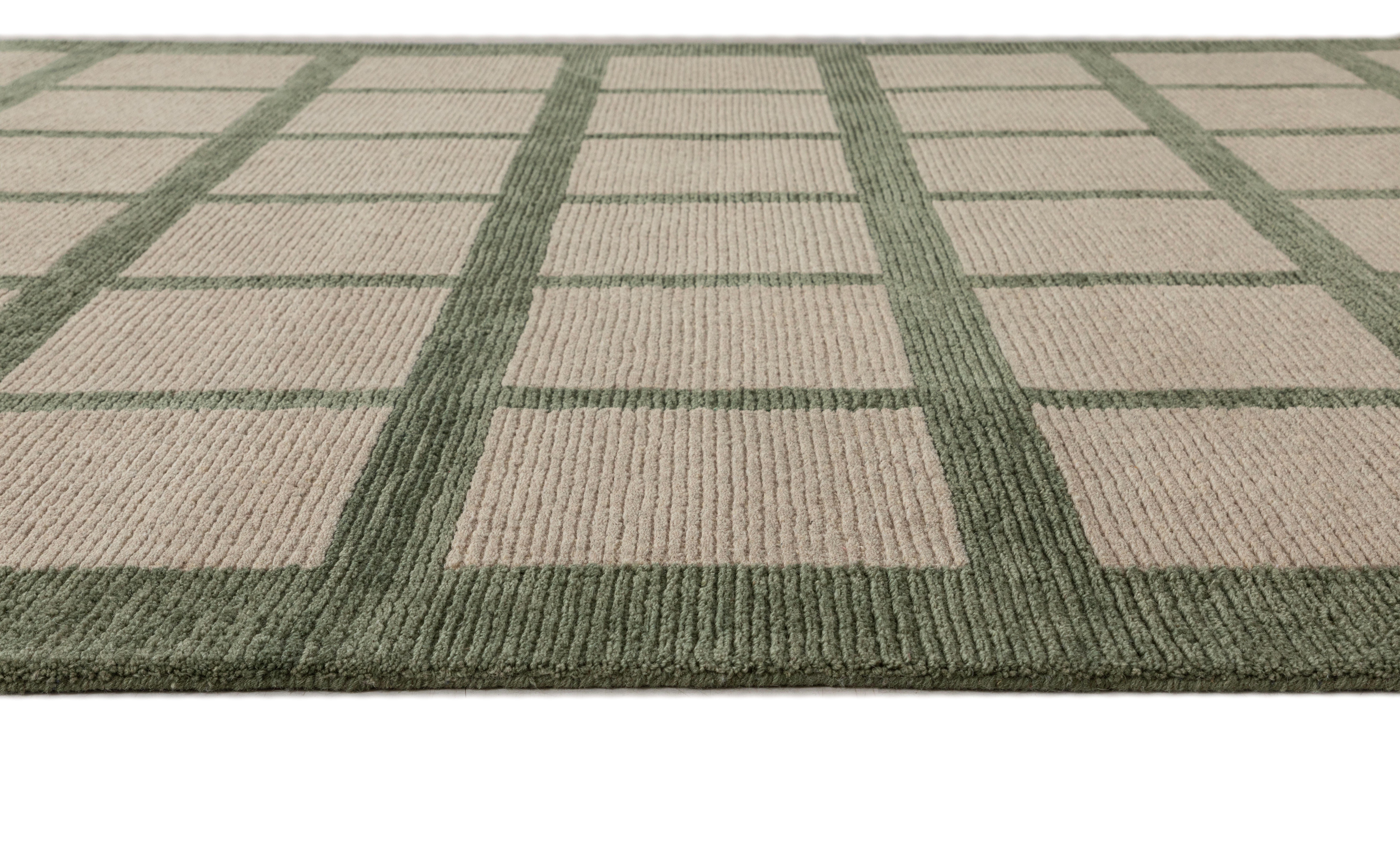 Terra by Obeetee Camp 3'1" x 5' Area Rug, Green/Tan, large