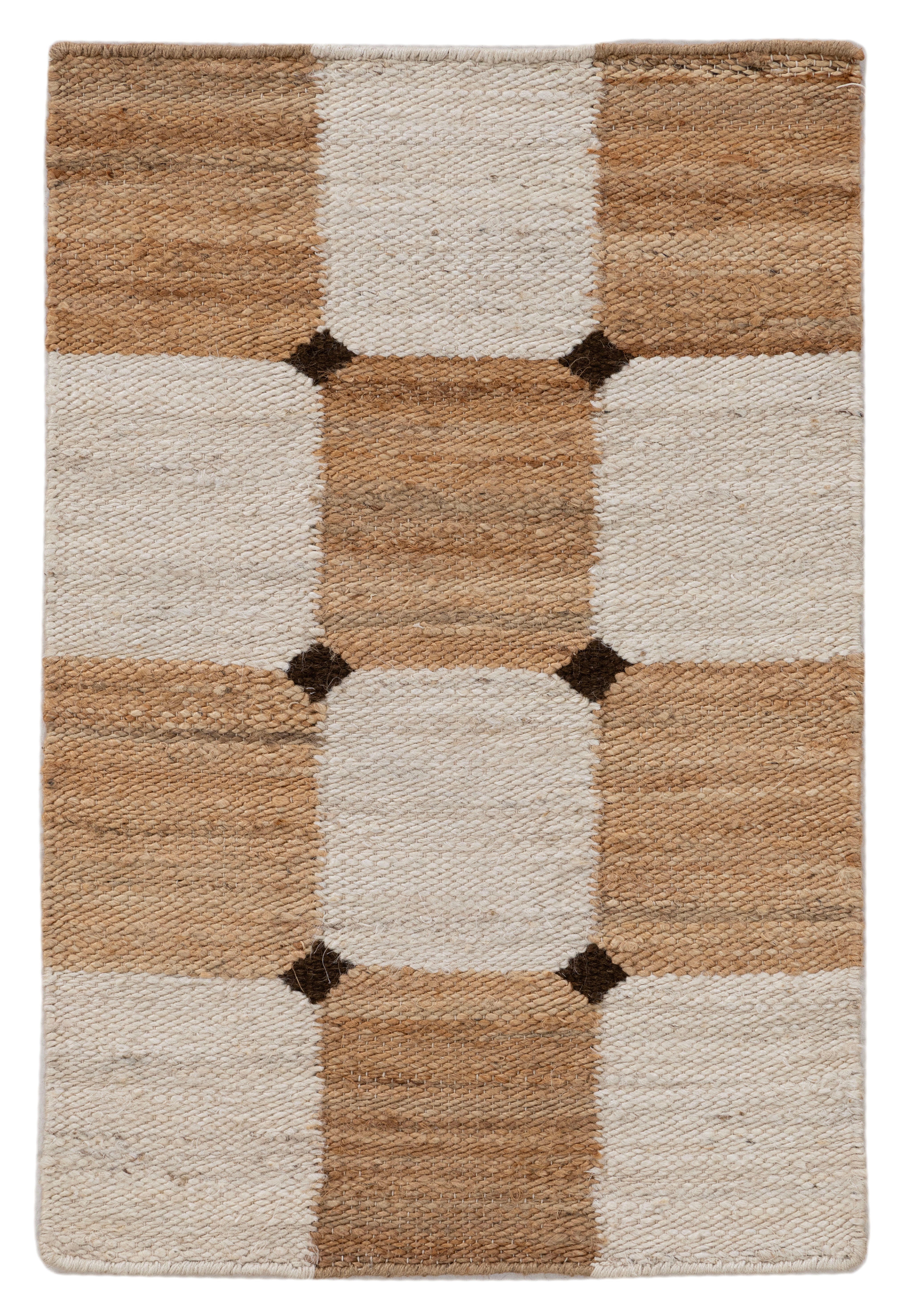 Terra by Obeetee Bordo 2'1" x 3' Area Rug, Natural/Ivory, large