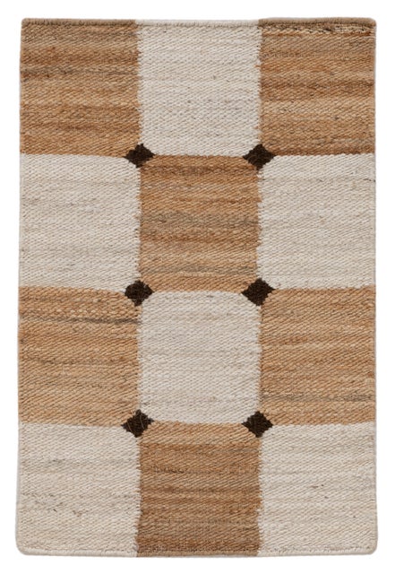 Terra by Obeetee Bordo 2'1" x 3' Area Rug, Natural/Ivory