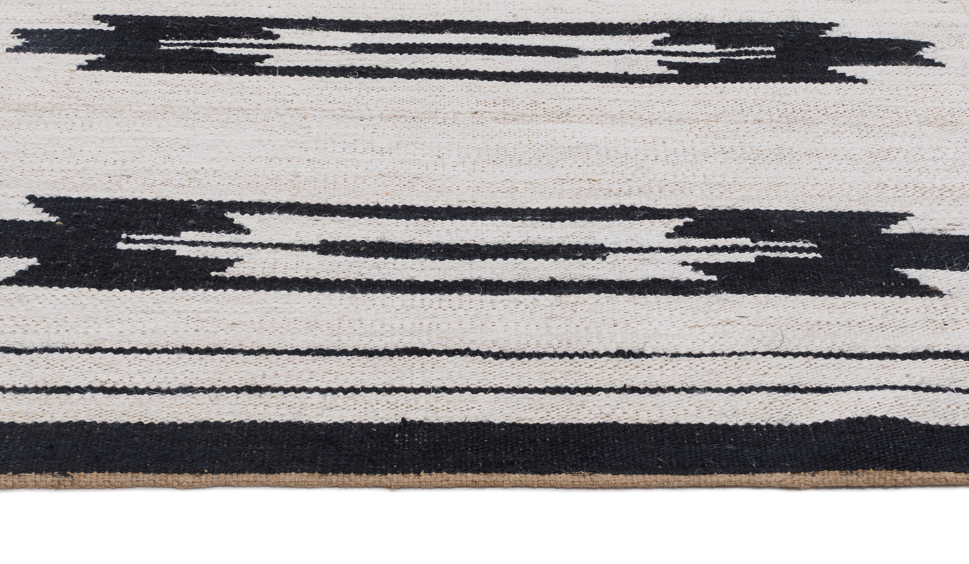 Terra by Obeetee Alba 3'1" x 5' Area Rug, Ivory/Black, large