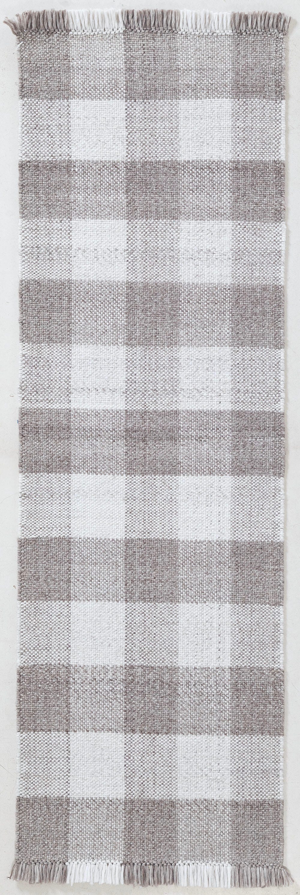 Terra by Obeetee Gingham 7'9" x 9'6" Area Rug, Mocha/White, large